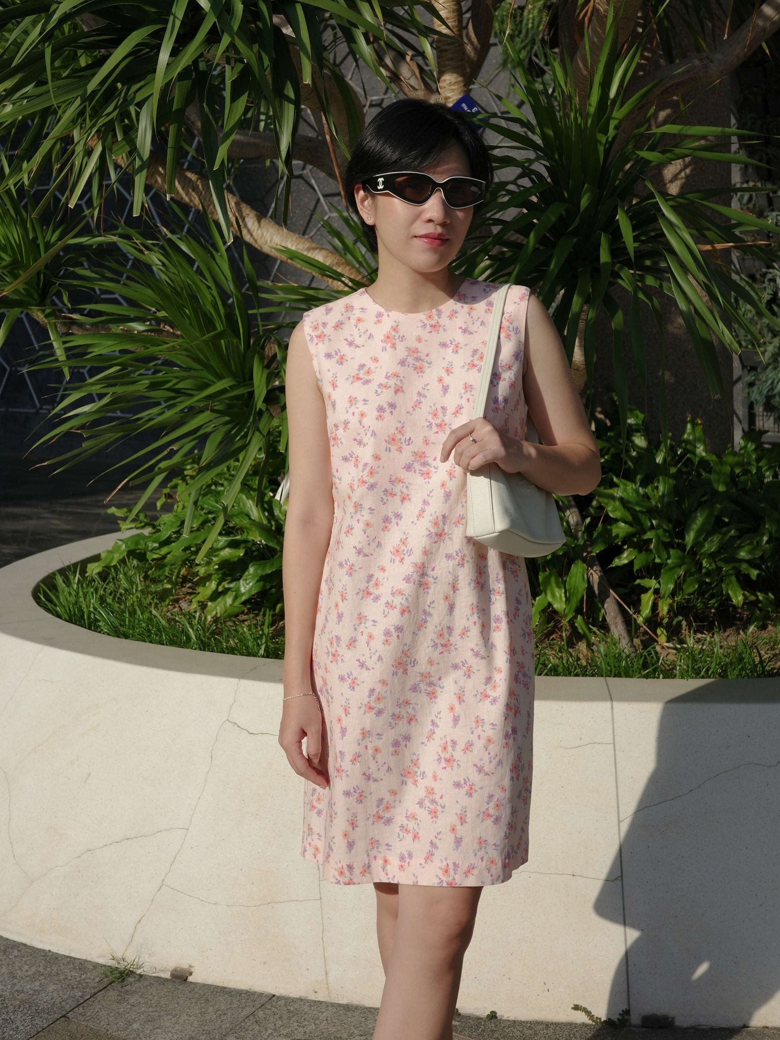  Đầm ngắn basic Mauve linen mini dress 