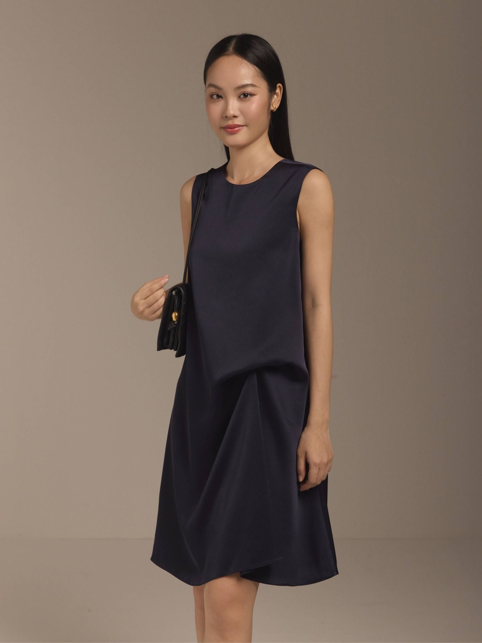  Đầm lụa cách điệu eo Mauve Gathered detail dress 