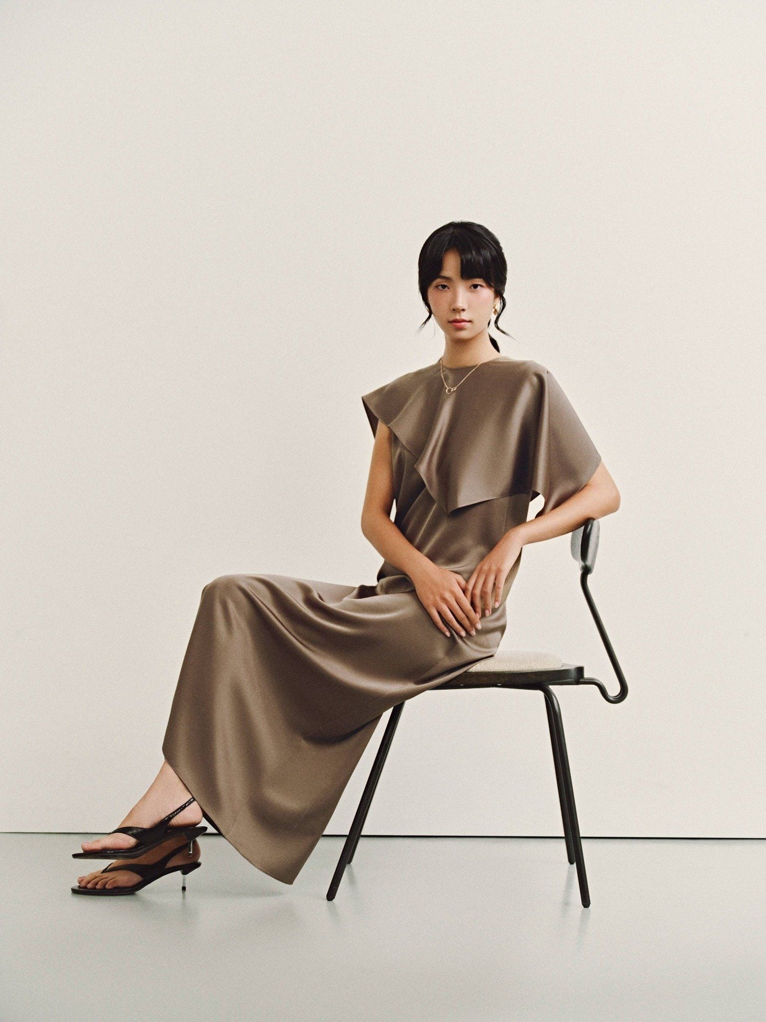  Đầm lụa dài kèm áo choàng | Mauve Cape dress 