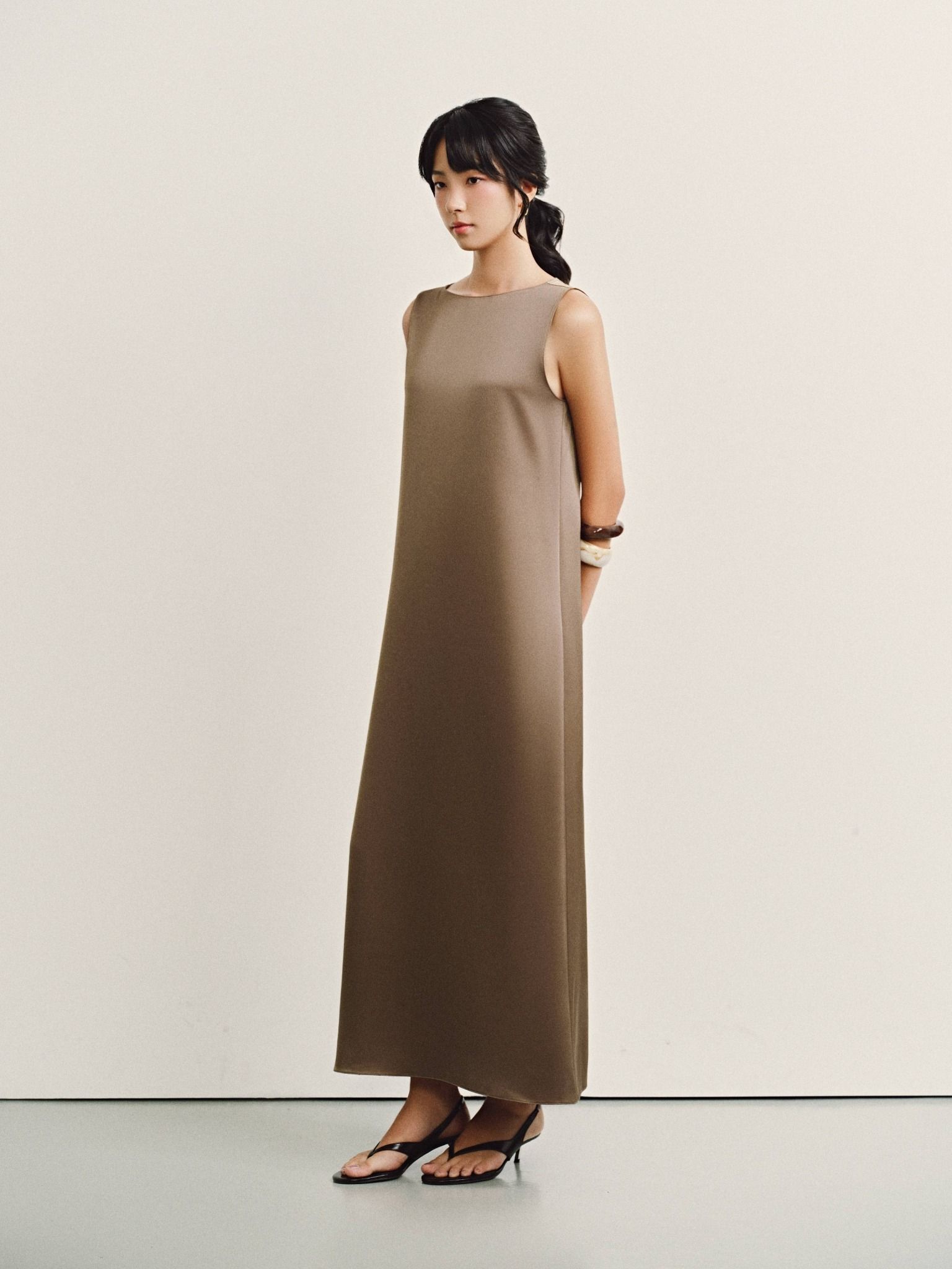  Đầm lụa dài kèm áo choàng | Mauve Cape dress 