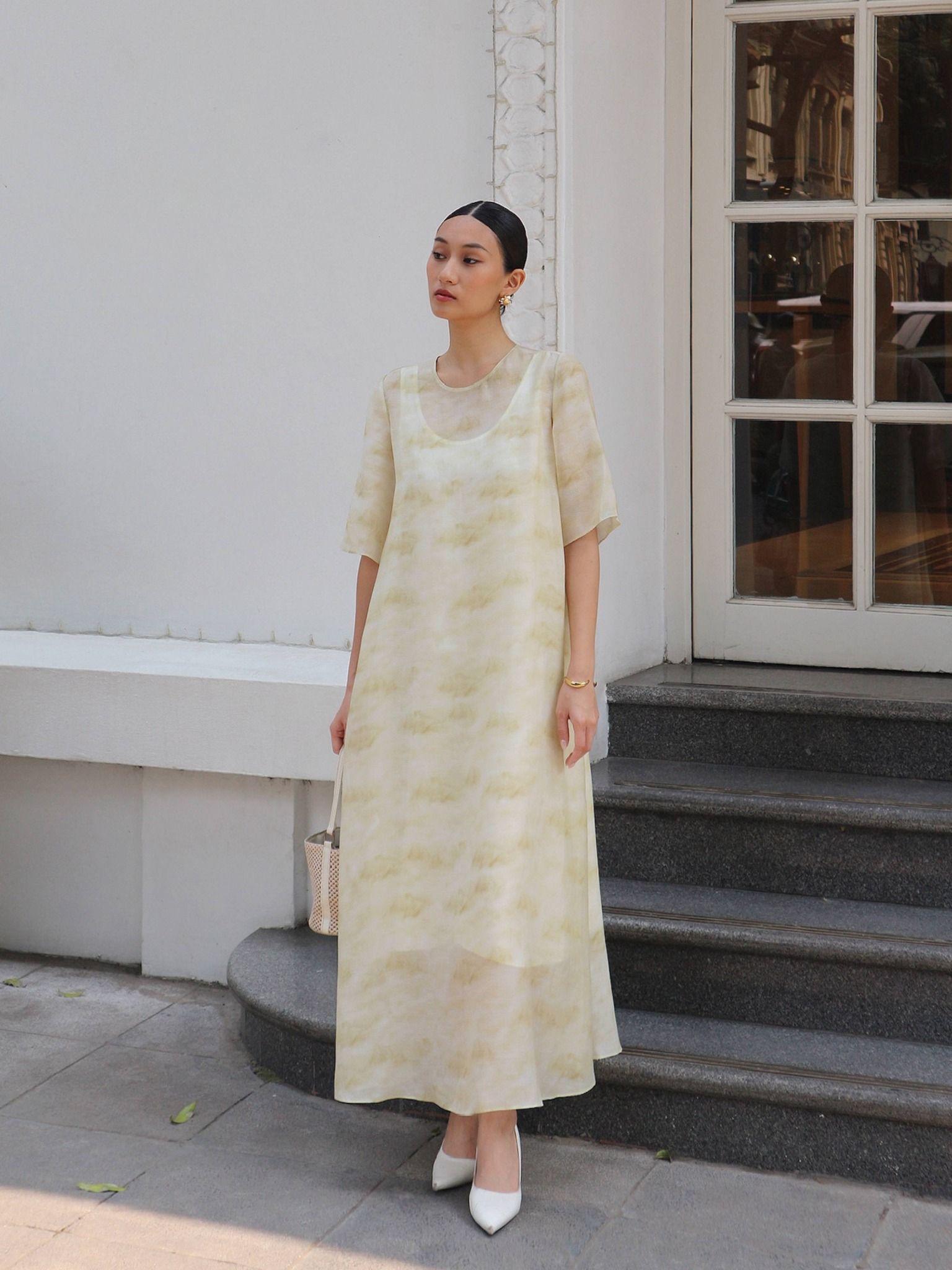  Đầm dài hoạ tiết vân mây | Mauve Cloud dress 