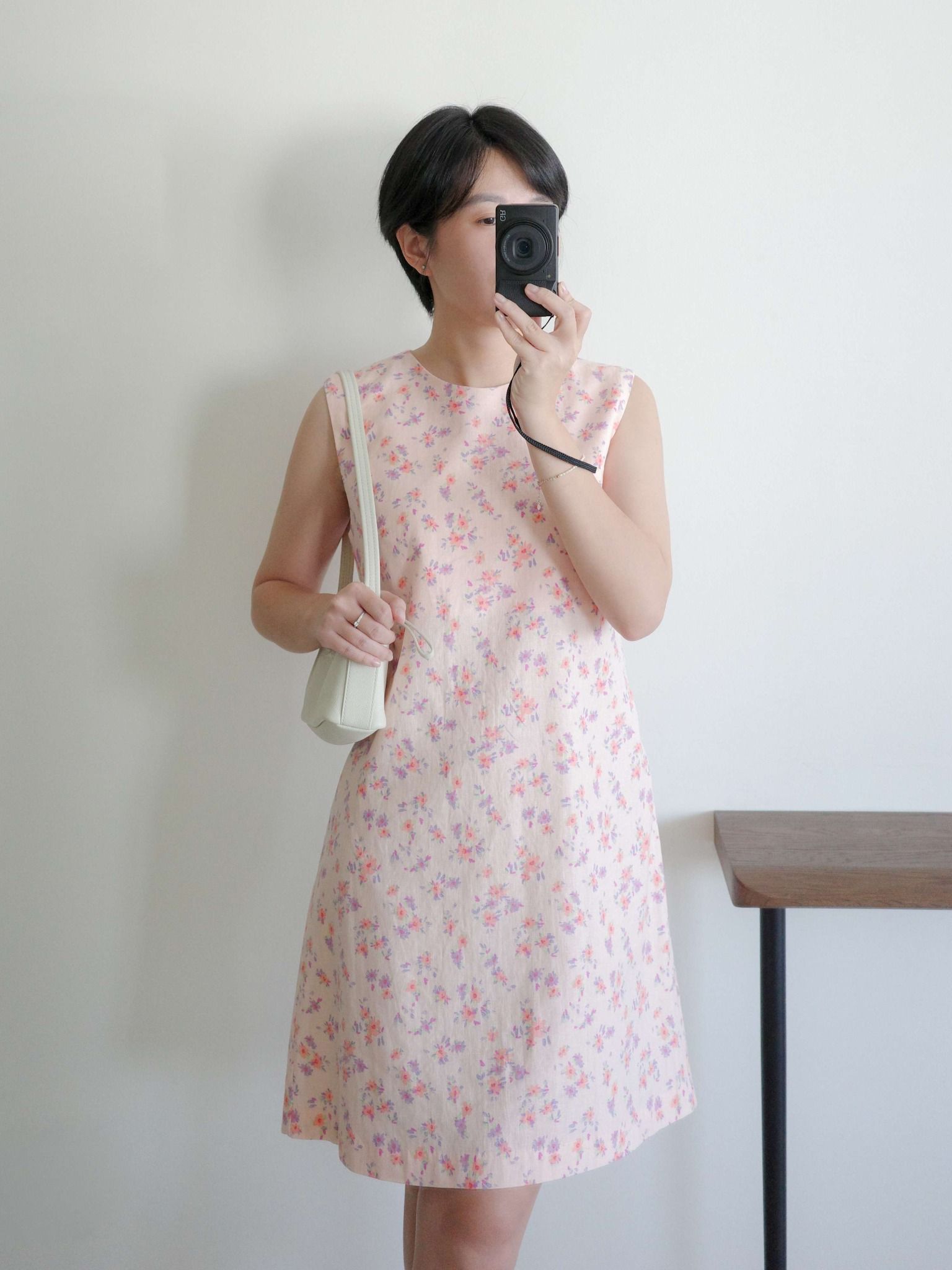  Đầm ngắn basic Mauve linen mini dress 