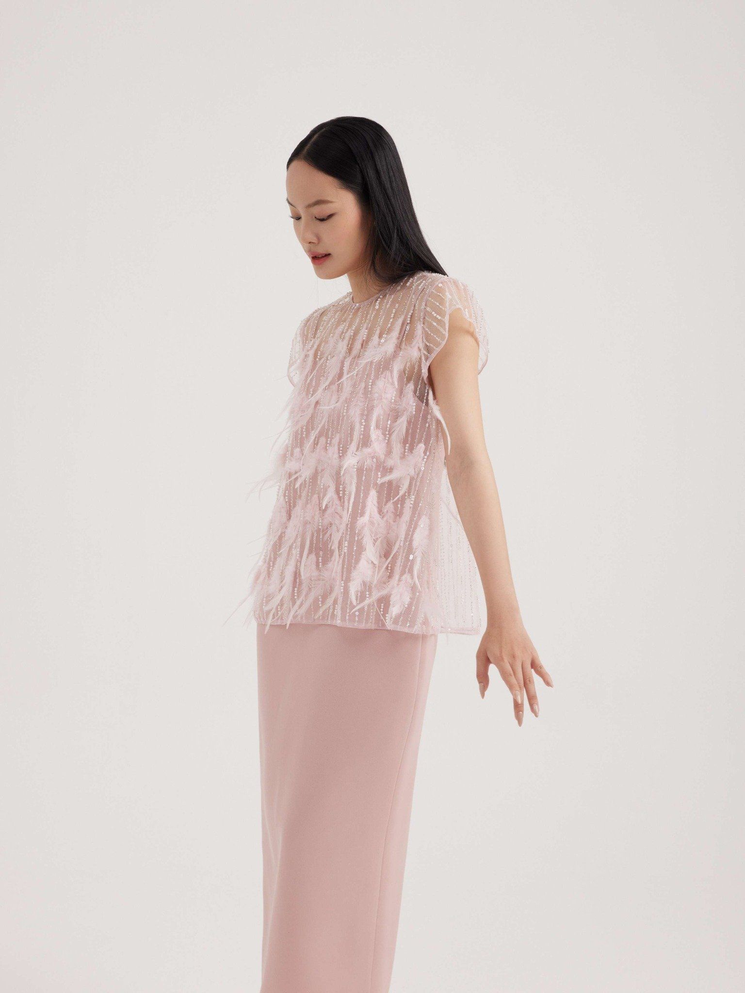  Set đầm bút chì Mauve Feather dress 