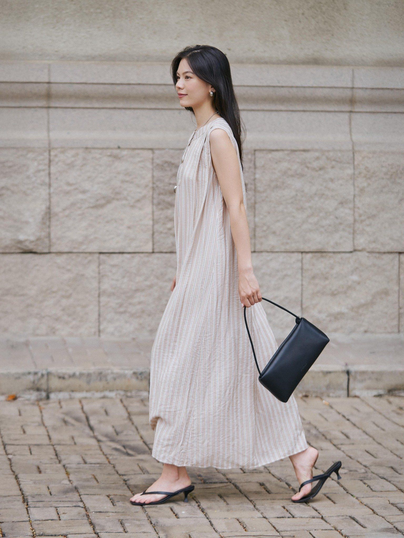  Đầm dài sọc | Mauve Striped dress 