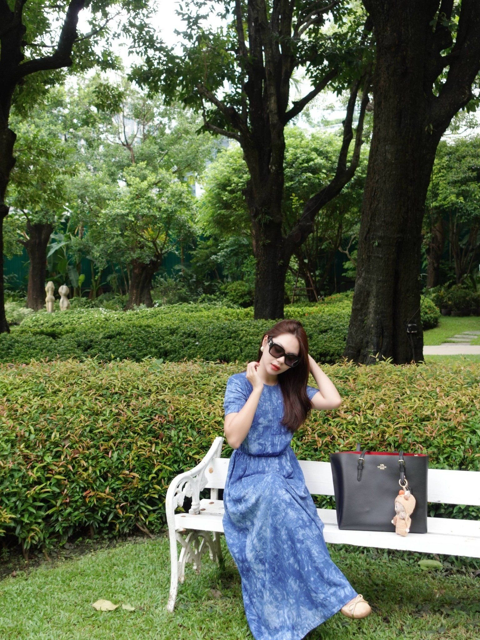  Đầm linen hoa nhún eo Mauve Flower Speck dress 