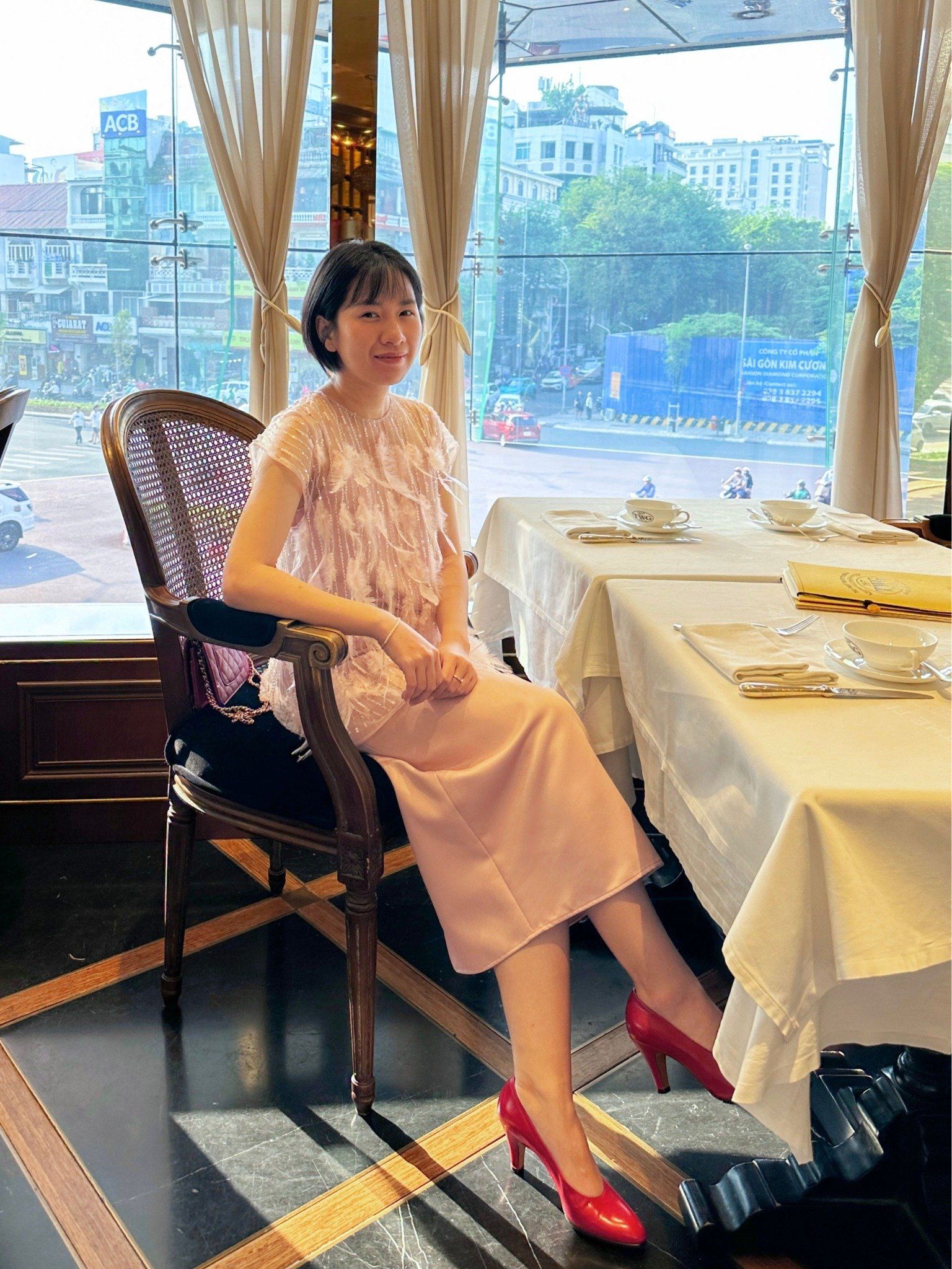  Set đầm bút chì Mauve Feather dress 