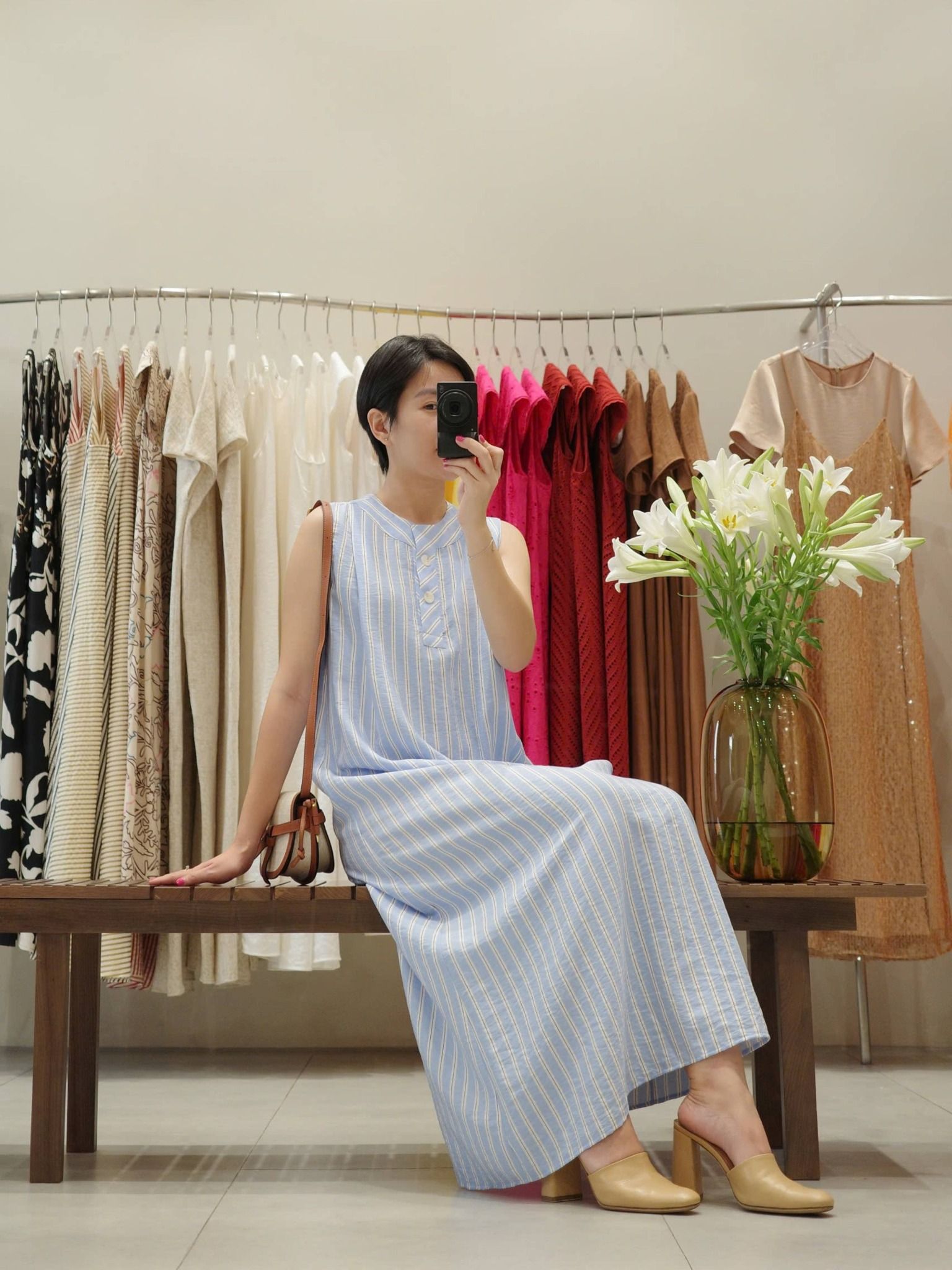  Đầm dài sọc | Mauve Striped dress 