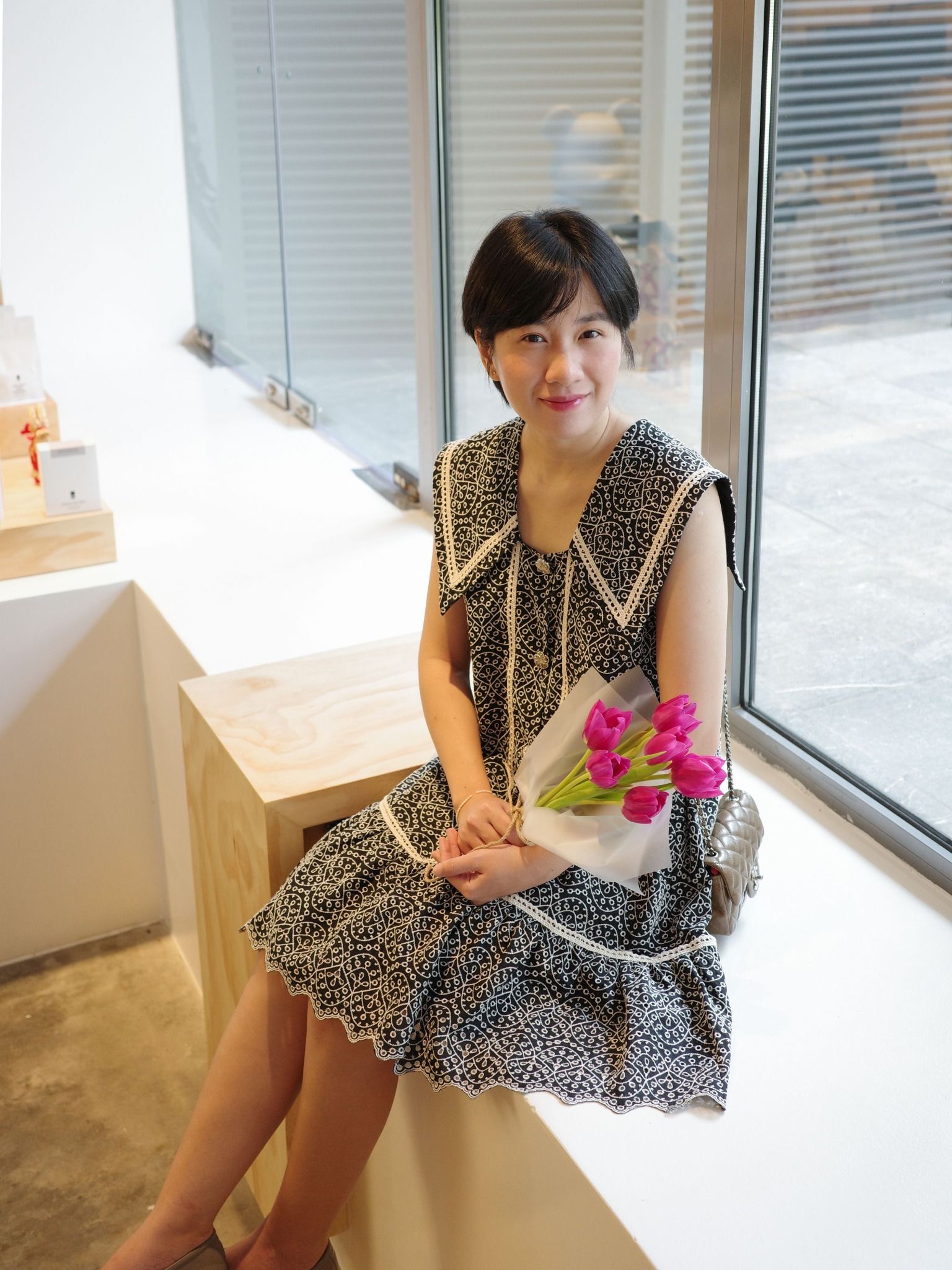  Đầm cotton thêu cổ thuỷ thủ Mauve Sailor dress 