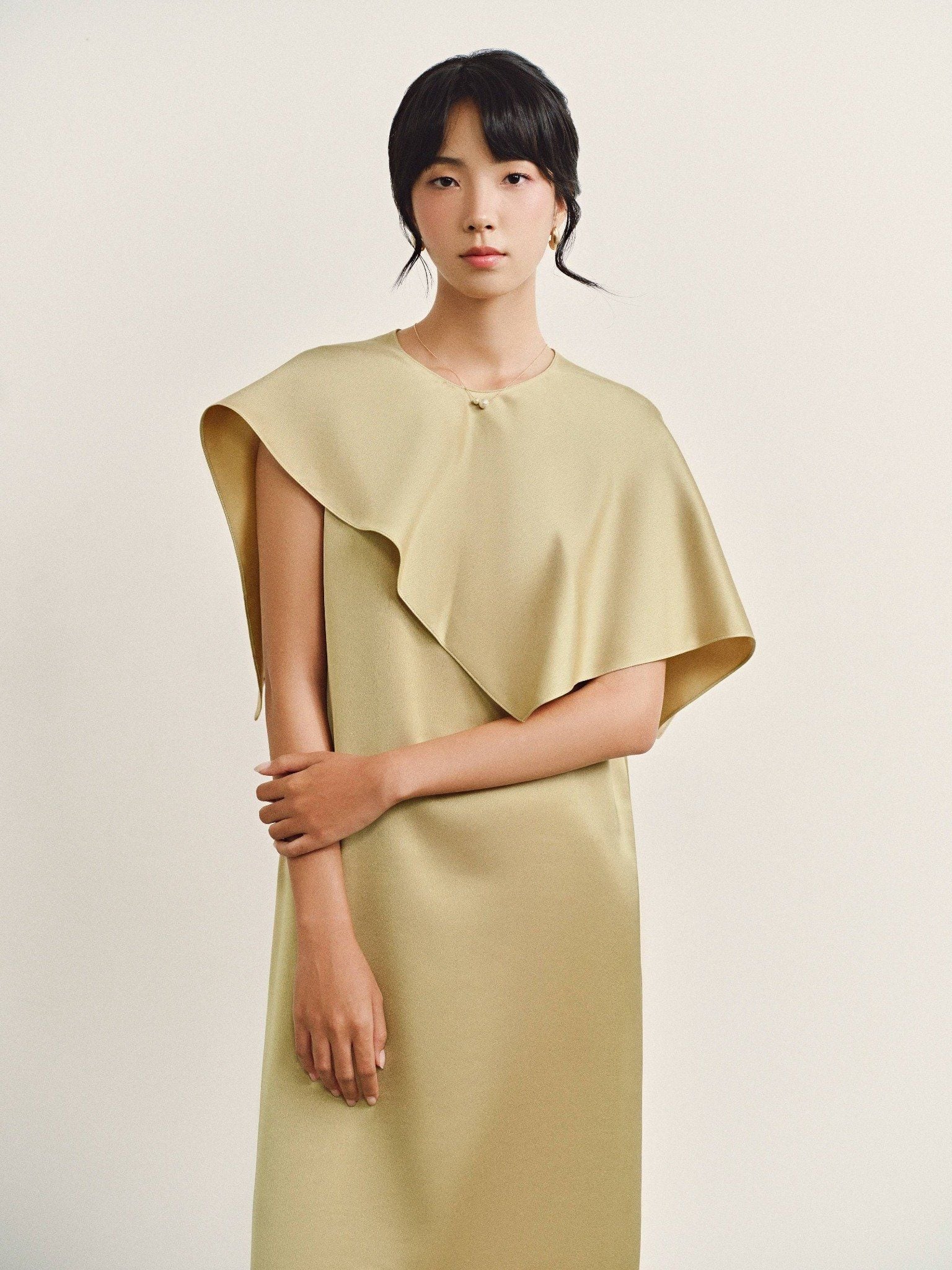  Đầm lụa dài kèm áo choàng | Mauve Cape dress 