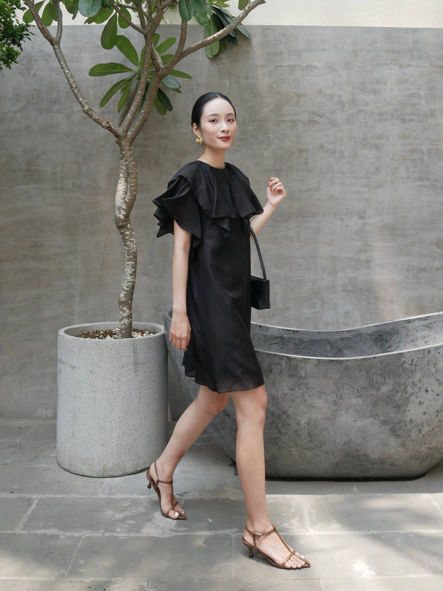  Đầm ngắn tay bèo | Mauve Ruffled Sleeves dress 