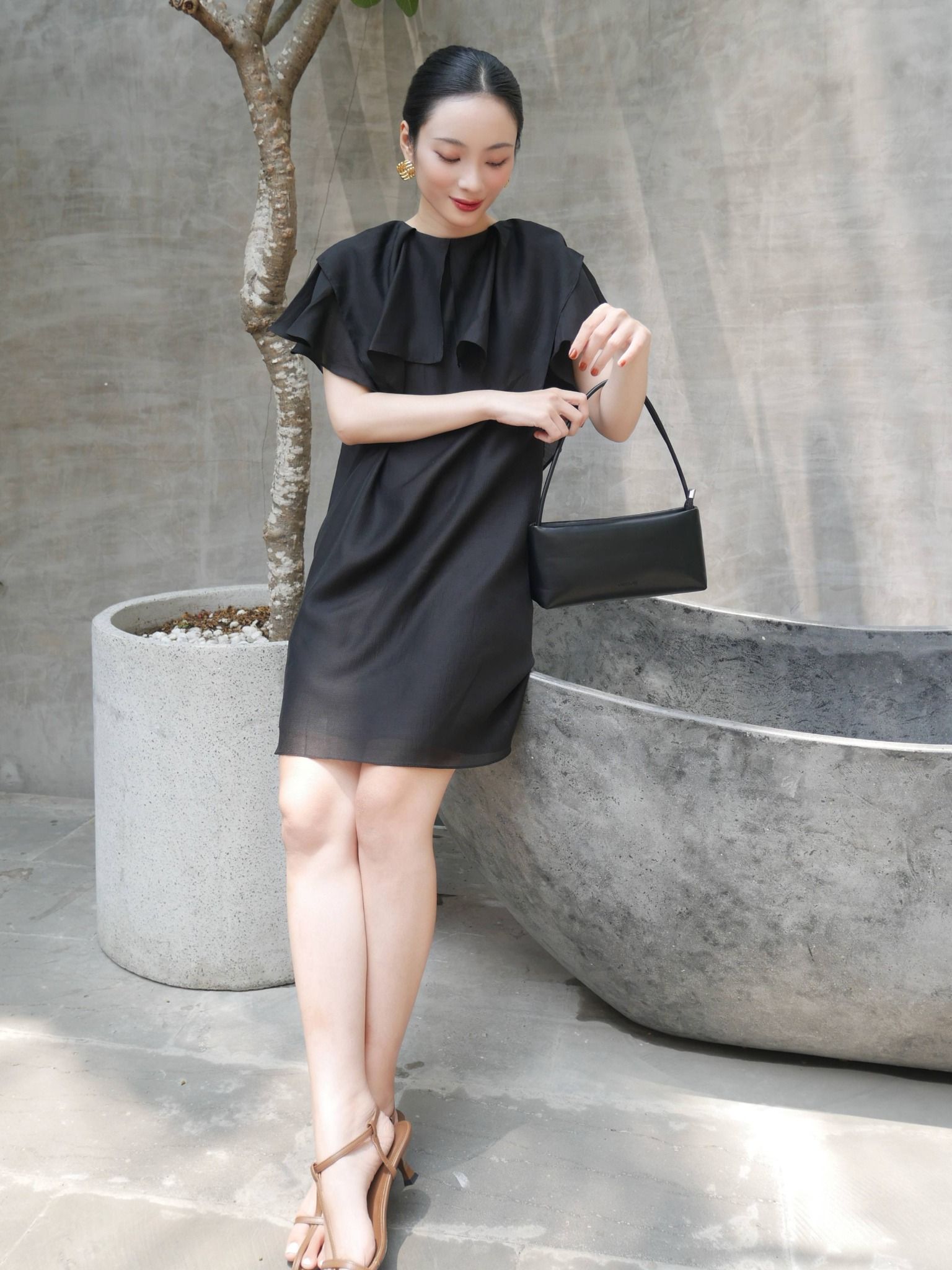  Đầm ngắn tay bèo | Mauve Ruffled Sleeves dress 