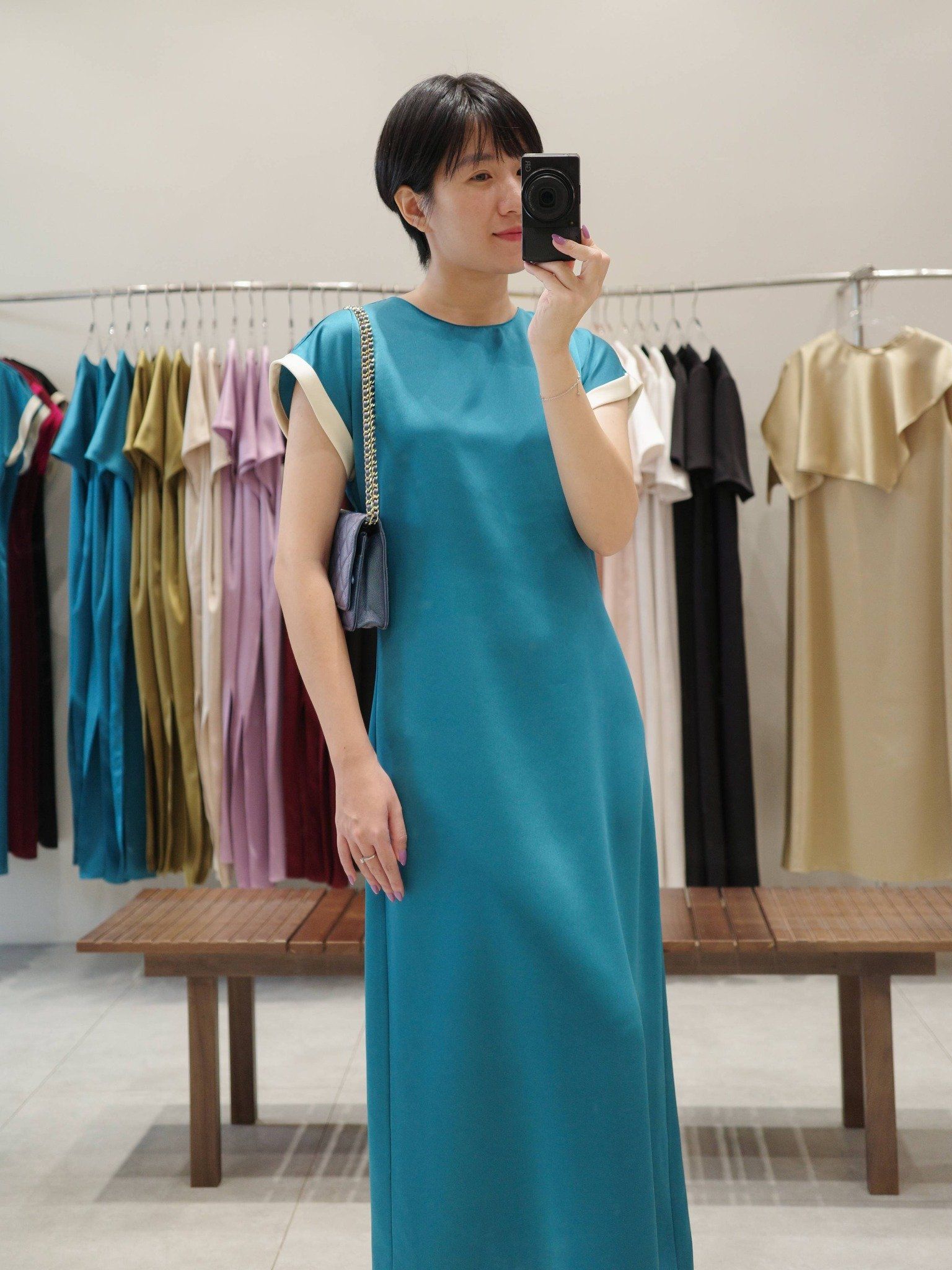  Đầm lụa phối màu tay áo | Mauve Highlight dress 