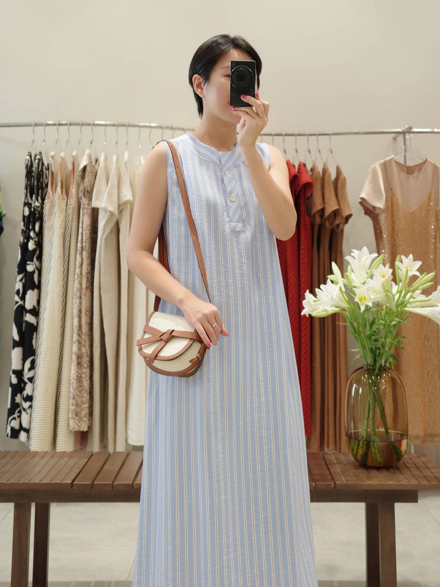  Đầm dài sọc | Mauve Striped dress 