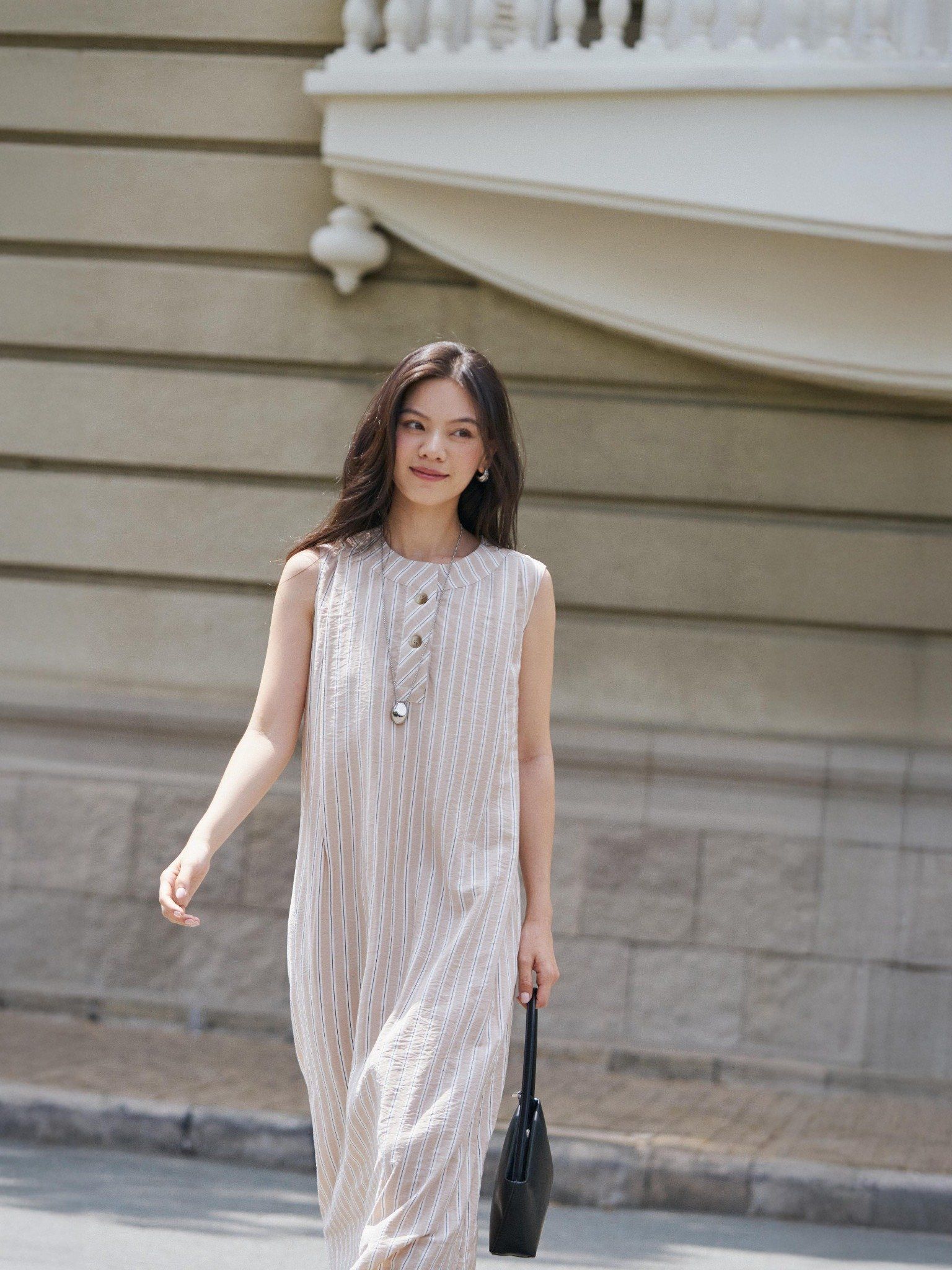  Đầm dài sọc | Mauve Striped dress 