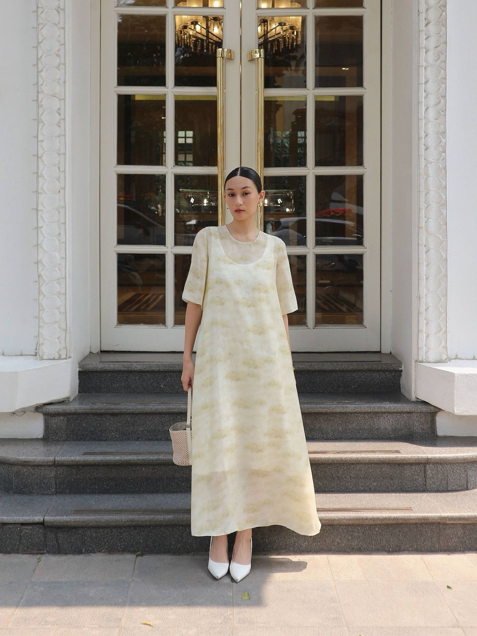  Đầm dài hoạ tiết vân mây | Mauve Cloud dress 