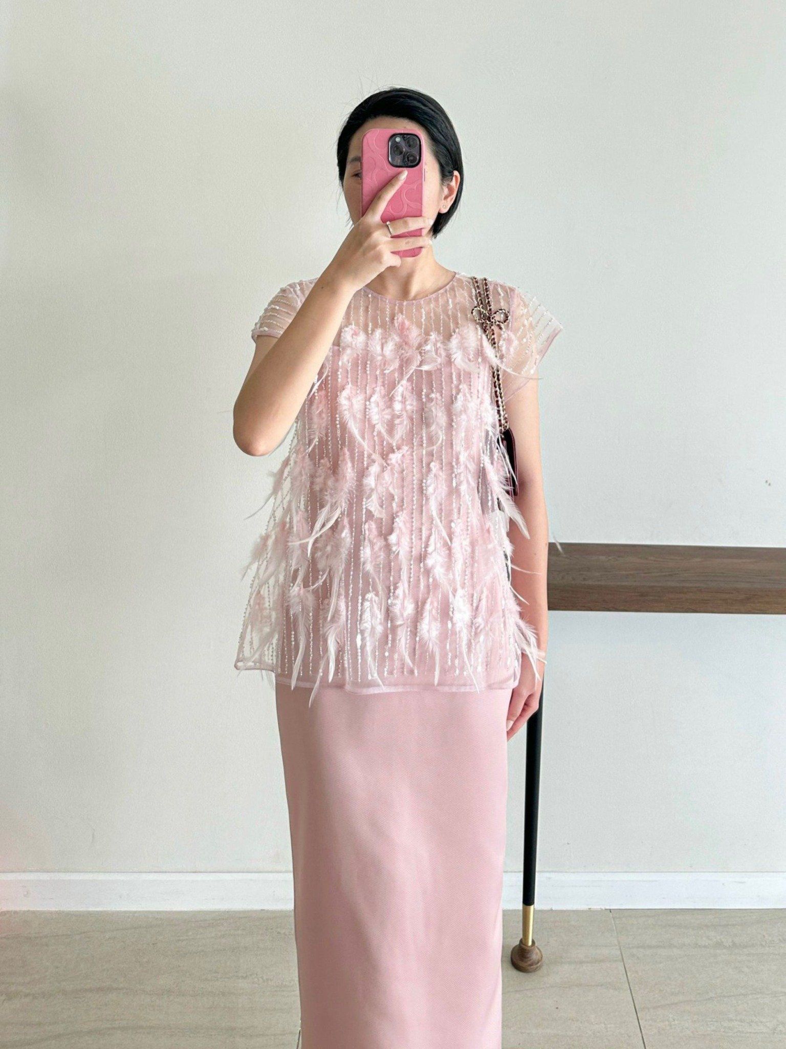  Set đầm bút chì Mauve Feather dress 