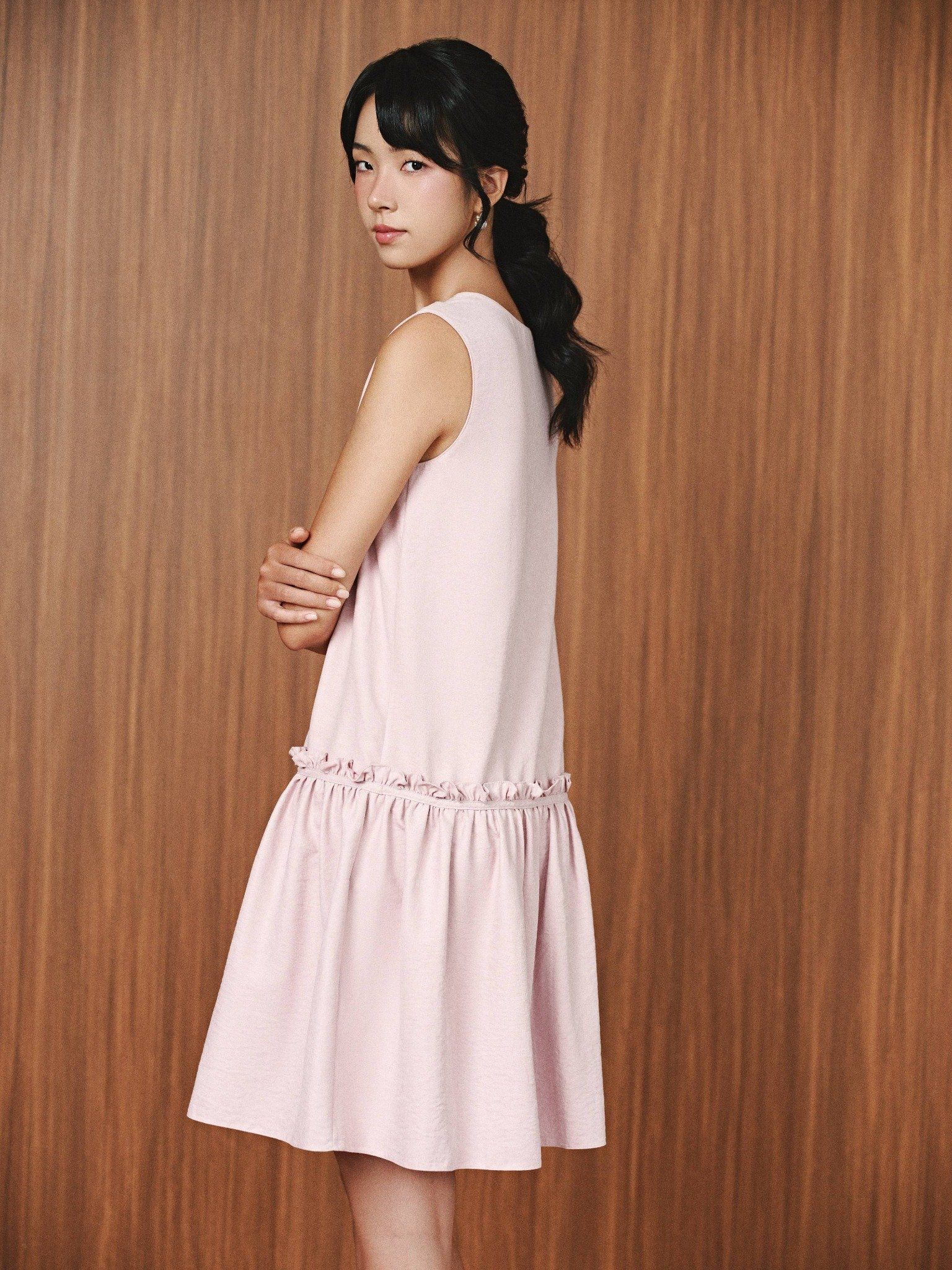  Đầm lụa giả da lộn | Mauve Doll dress 