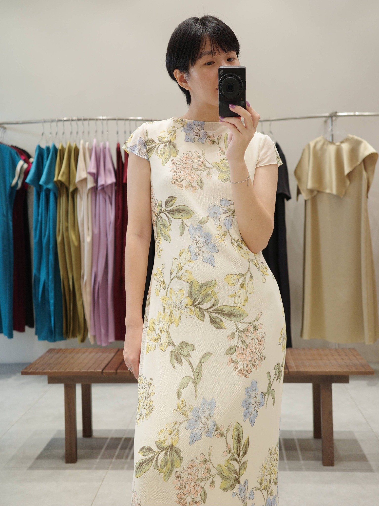  Đầm lụa phối lưới hoa | Mauve Silk Mesh dress 