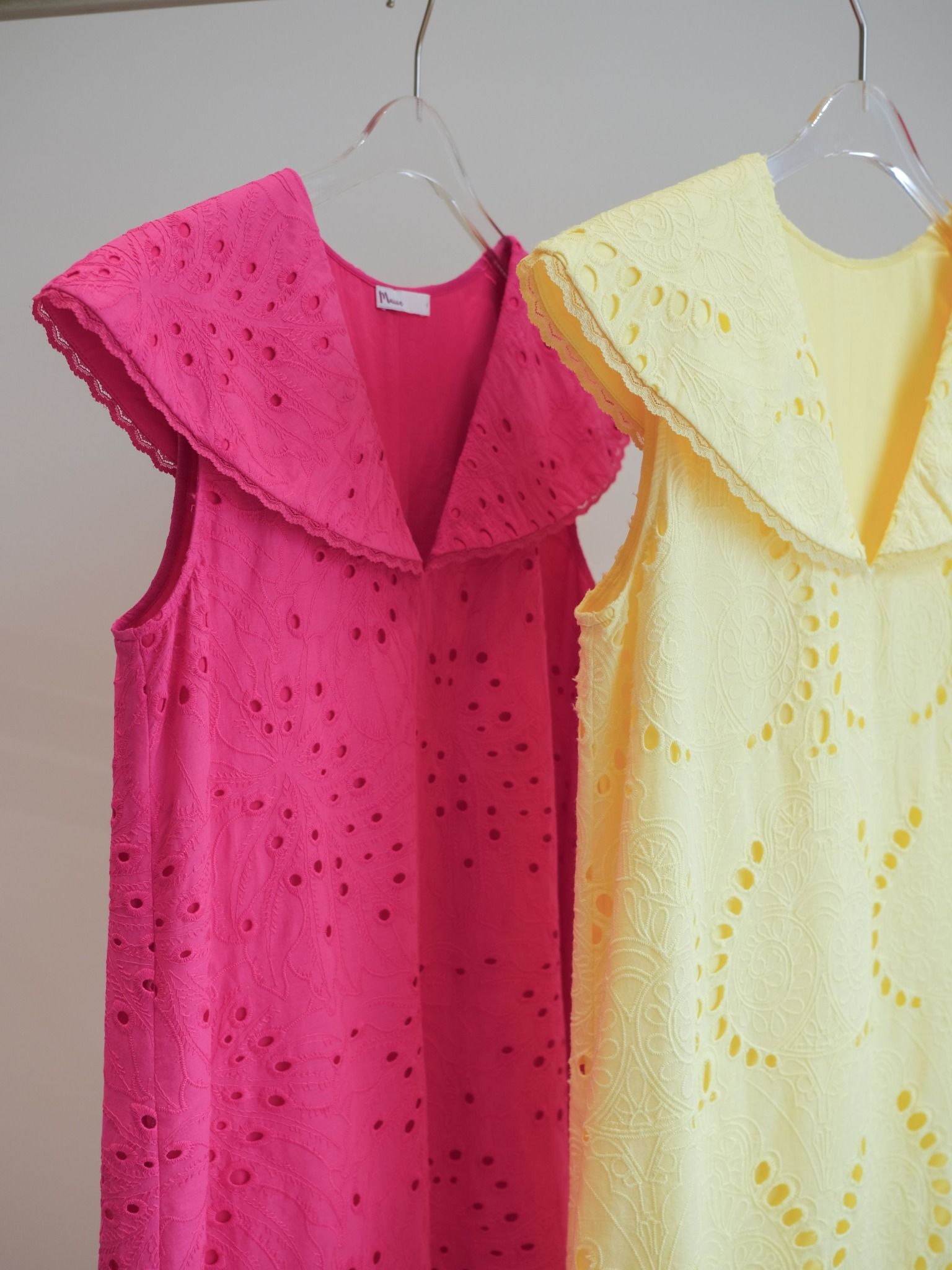  Đầm cotton thêu cổ lá sen Mauve Lotus leaf collar dress 