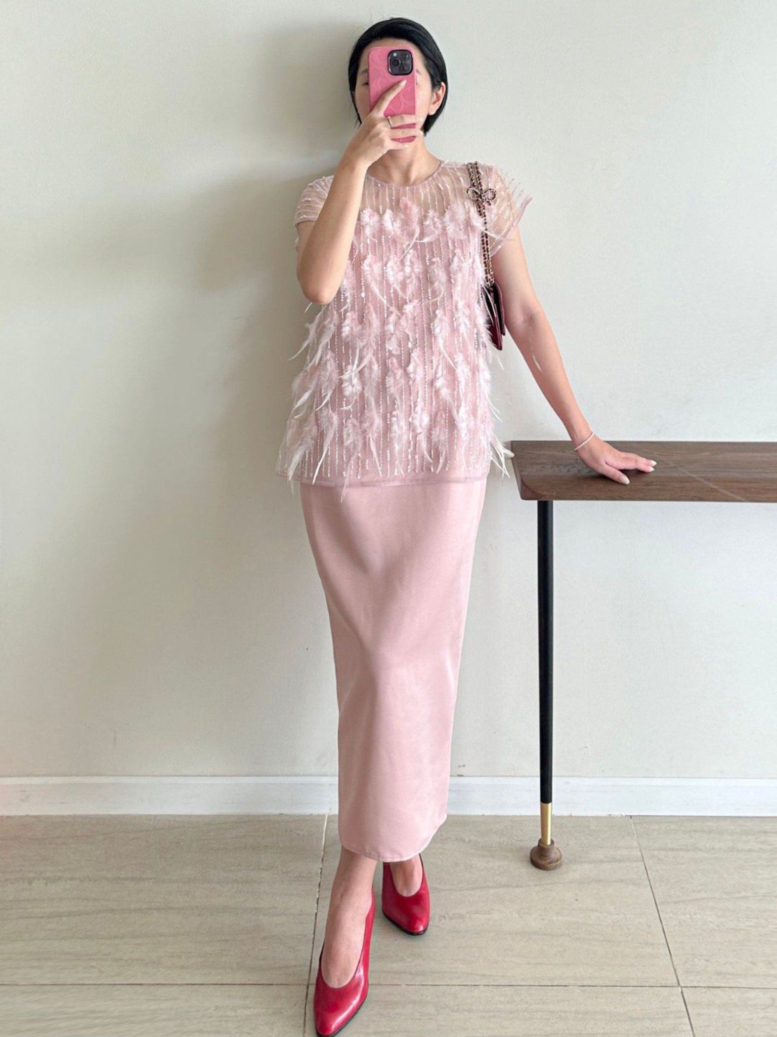  Set đầm bút chì Mauve Feather dress 