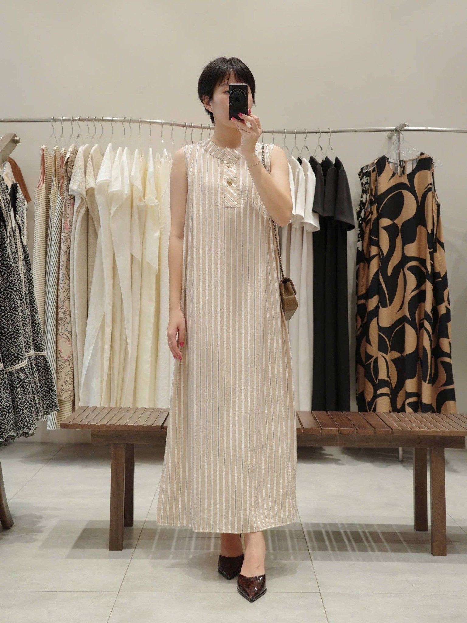  Đầm dài sọc | Mauve Striped dress 