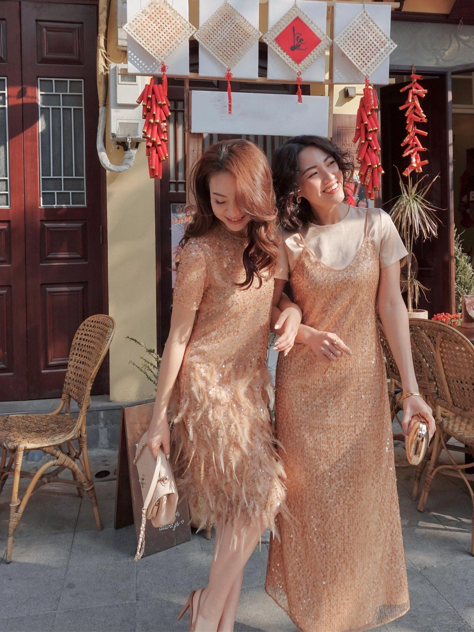  Đầm kim sa phối lụa | Mauve Sequin dress 