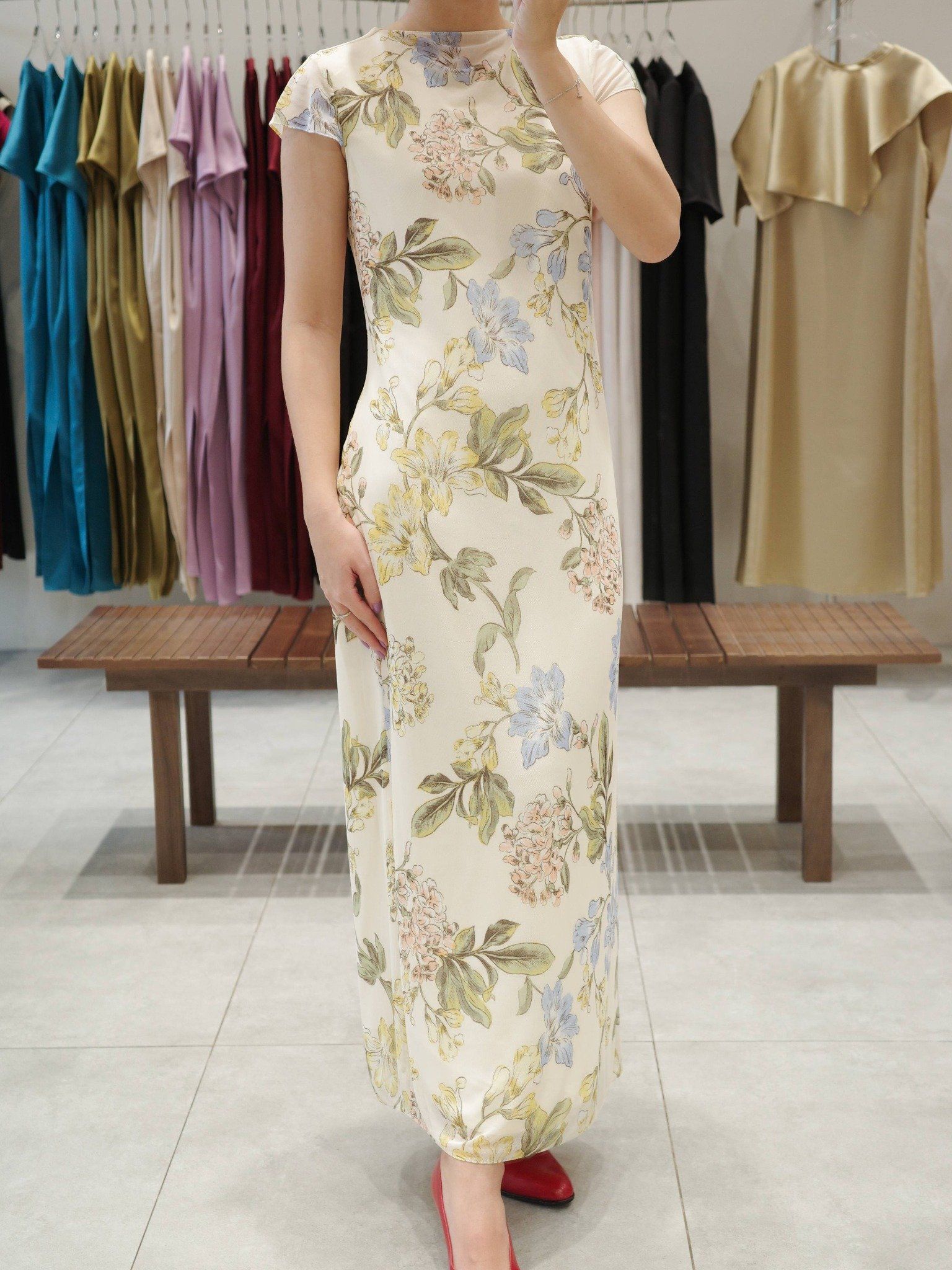  Đầm lụa phối lưới hoa | Mauve Silk Mesh dress 