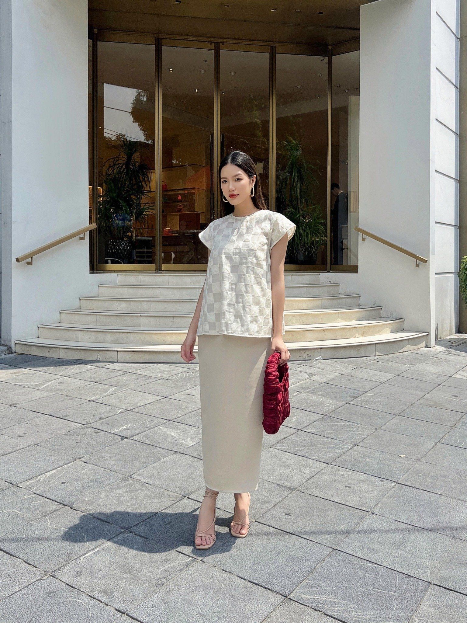  Set đầm bút chì Mauve Ivory set 