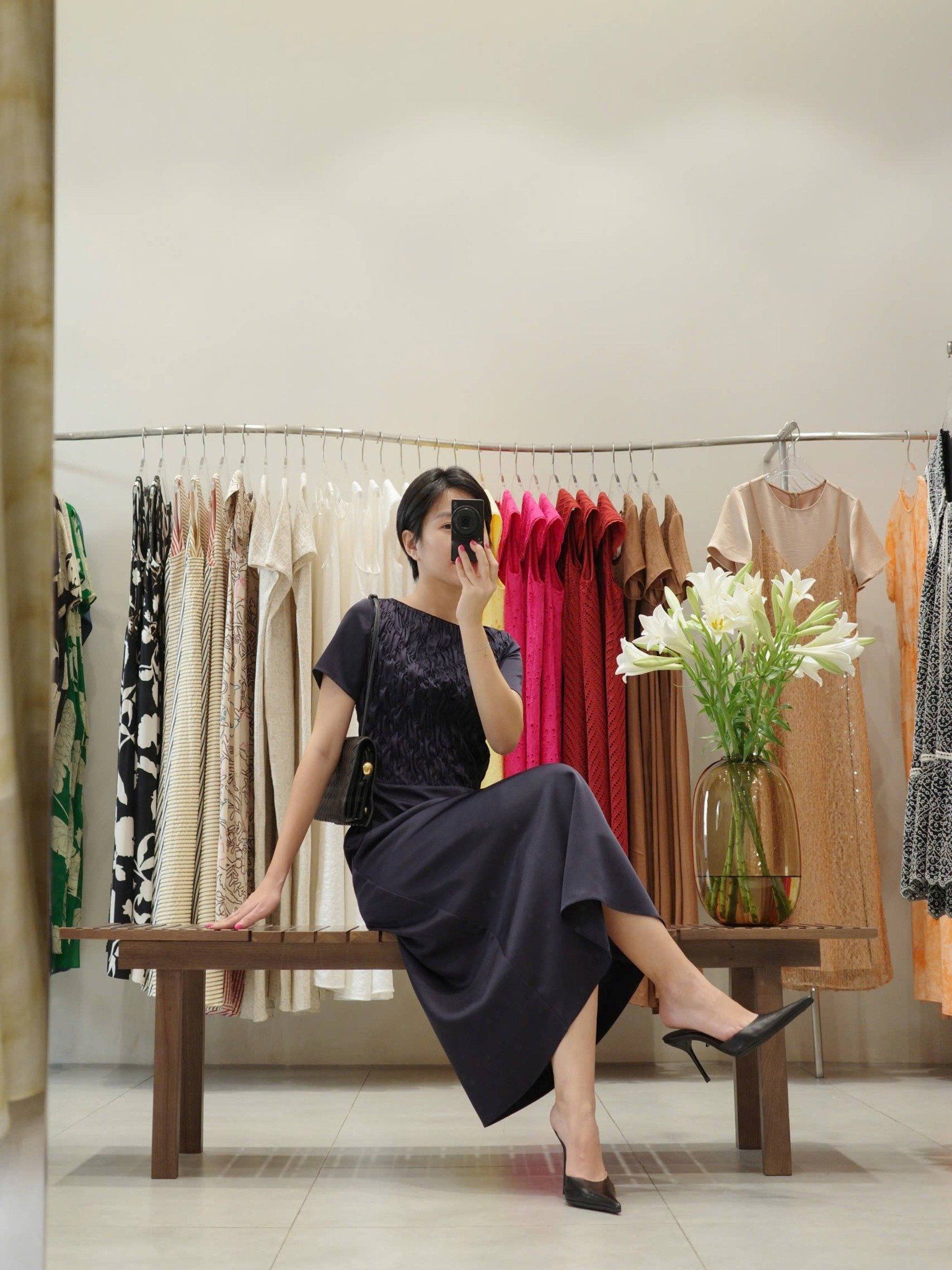  Đầm midi dún con thoi | Mauve Blanket dress 