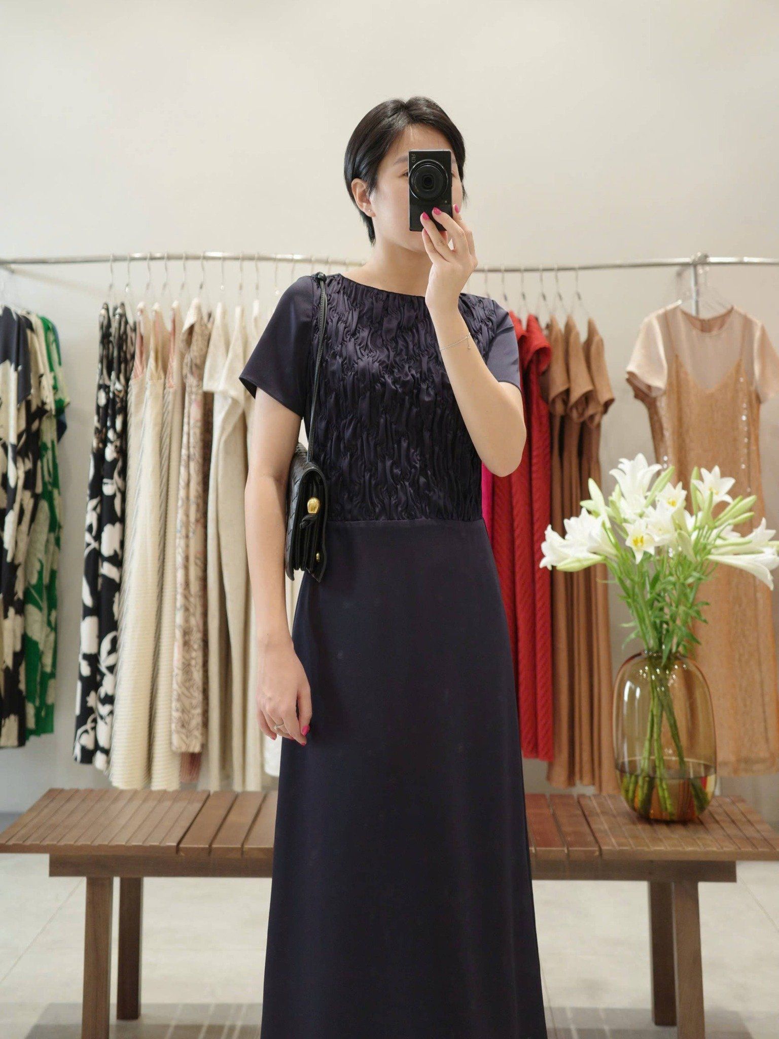  Đầm midi dún con thoi | Mauve Blanket dress 