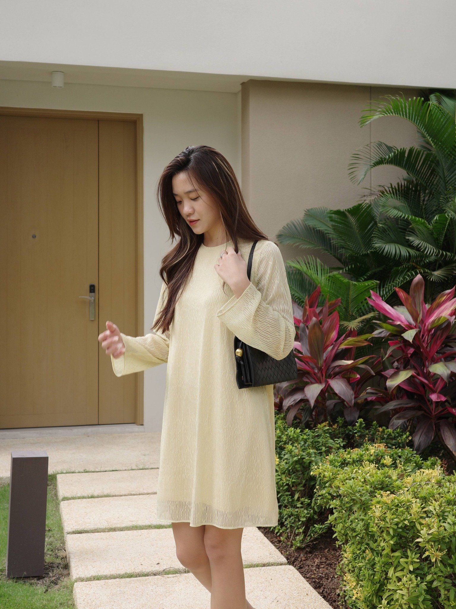  Đầm tay dài vân gỗ óng ánh | Mauve Ginger dress 