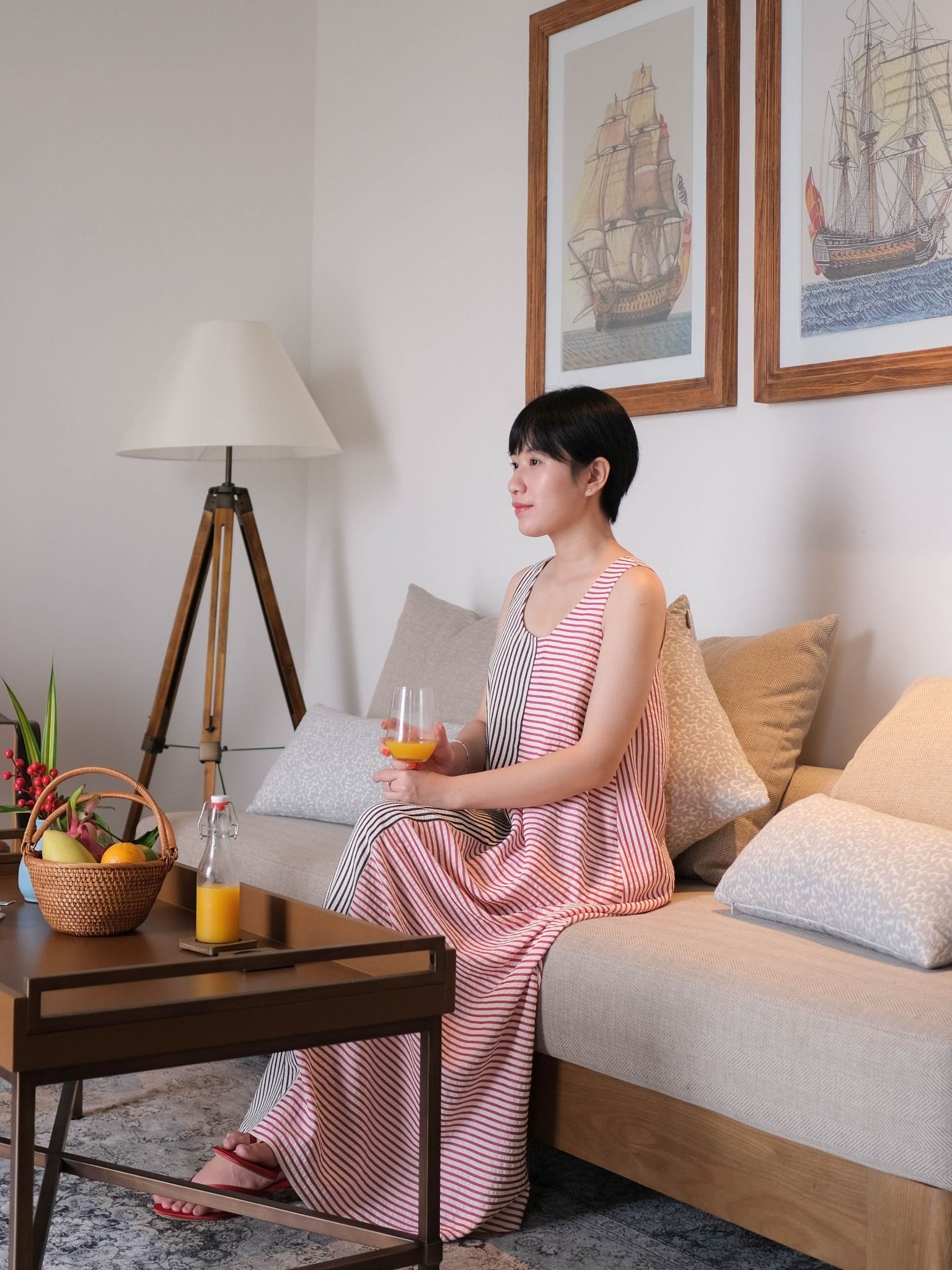  Đầm maxi sọc phối màu Mauve Striped Relax dress 