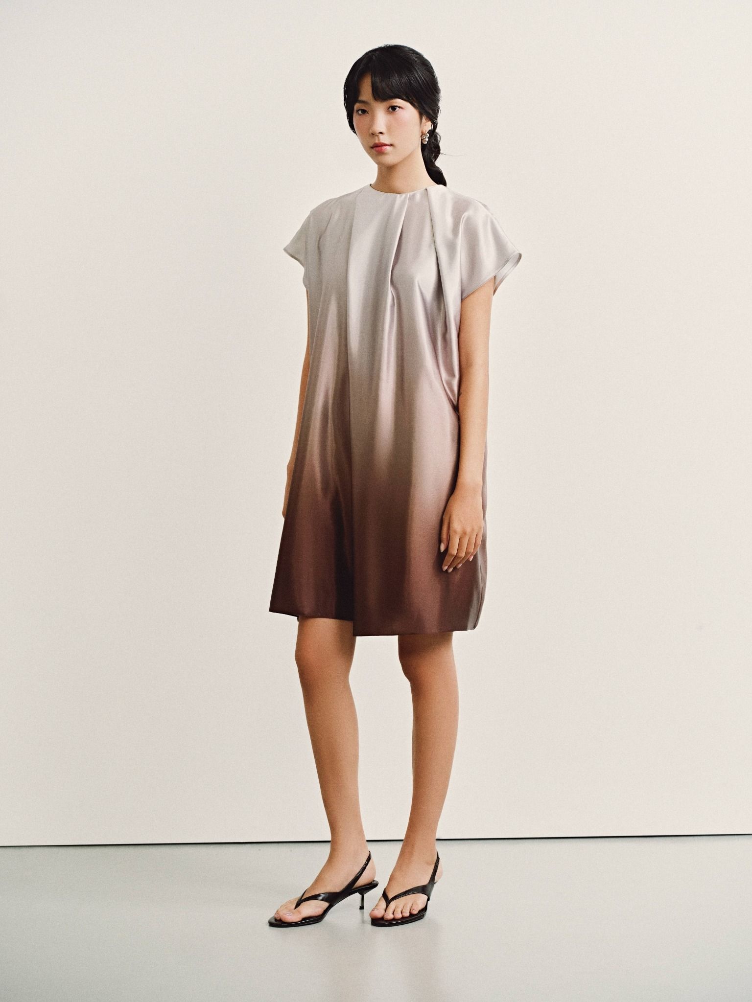  Đầm lụa loang màu thắt nơ | Mauve Ombre dress 