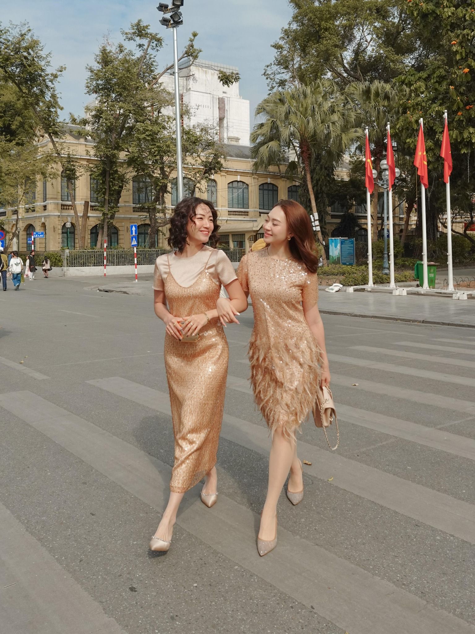  Đầm kim sa phối lụa | Mauve Sequin dress 