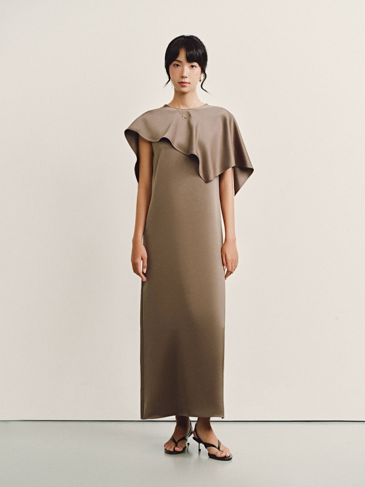  Đầm lụa dài kèm áo choàng | Mauve Cape dress 