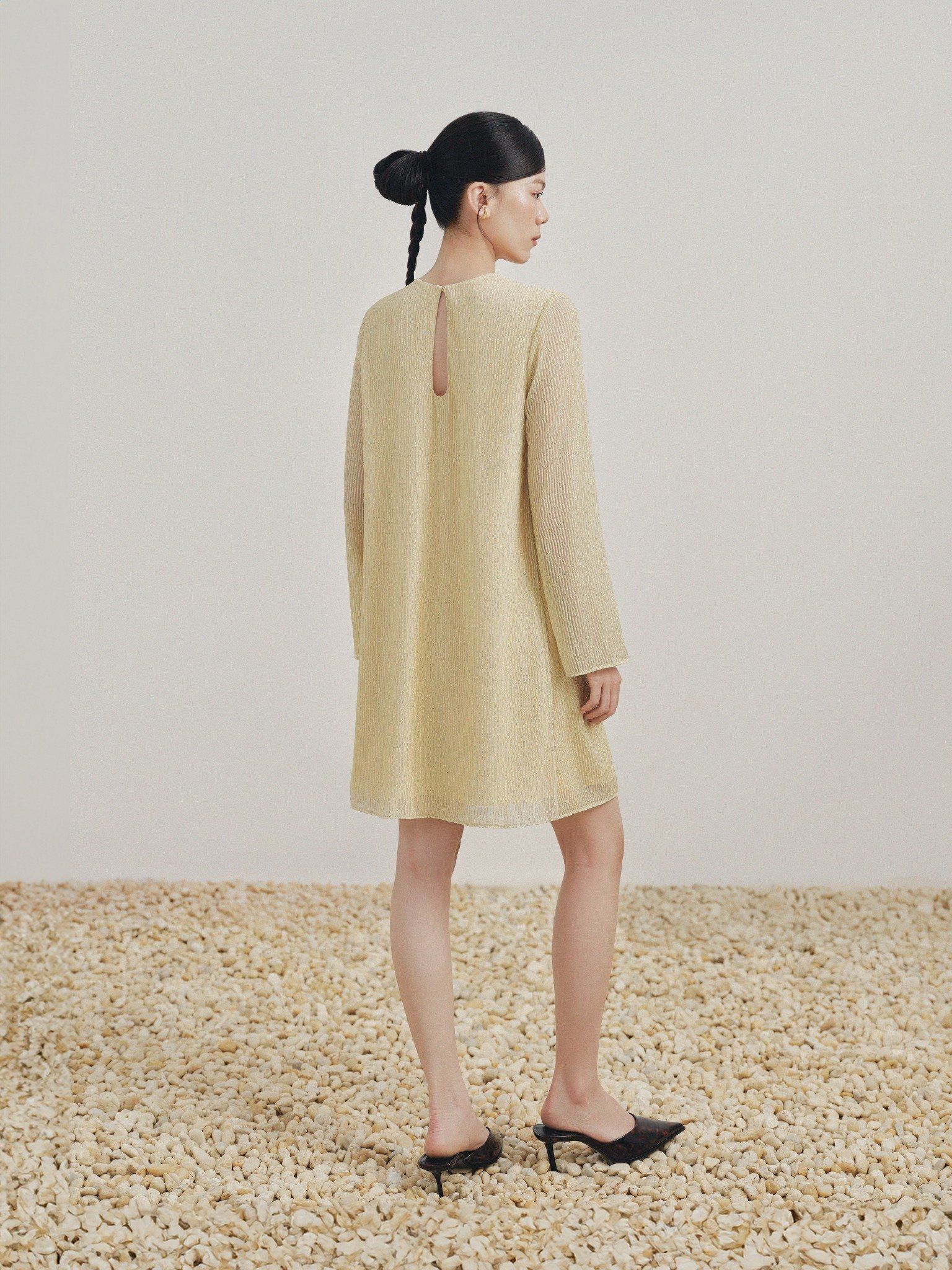  Đầm tay dài vân gỗ óng ánh | Mauve Ginger dress 