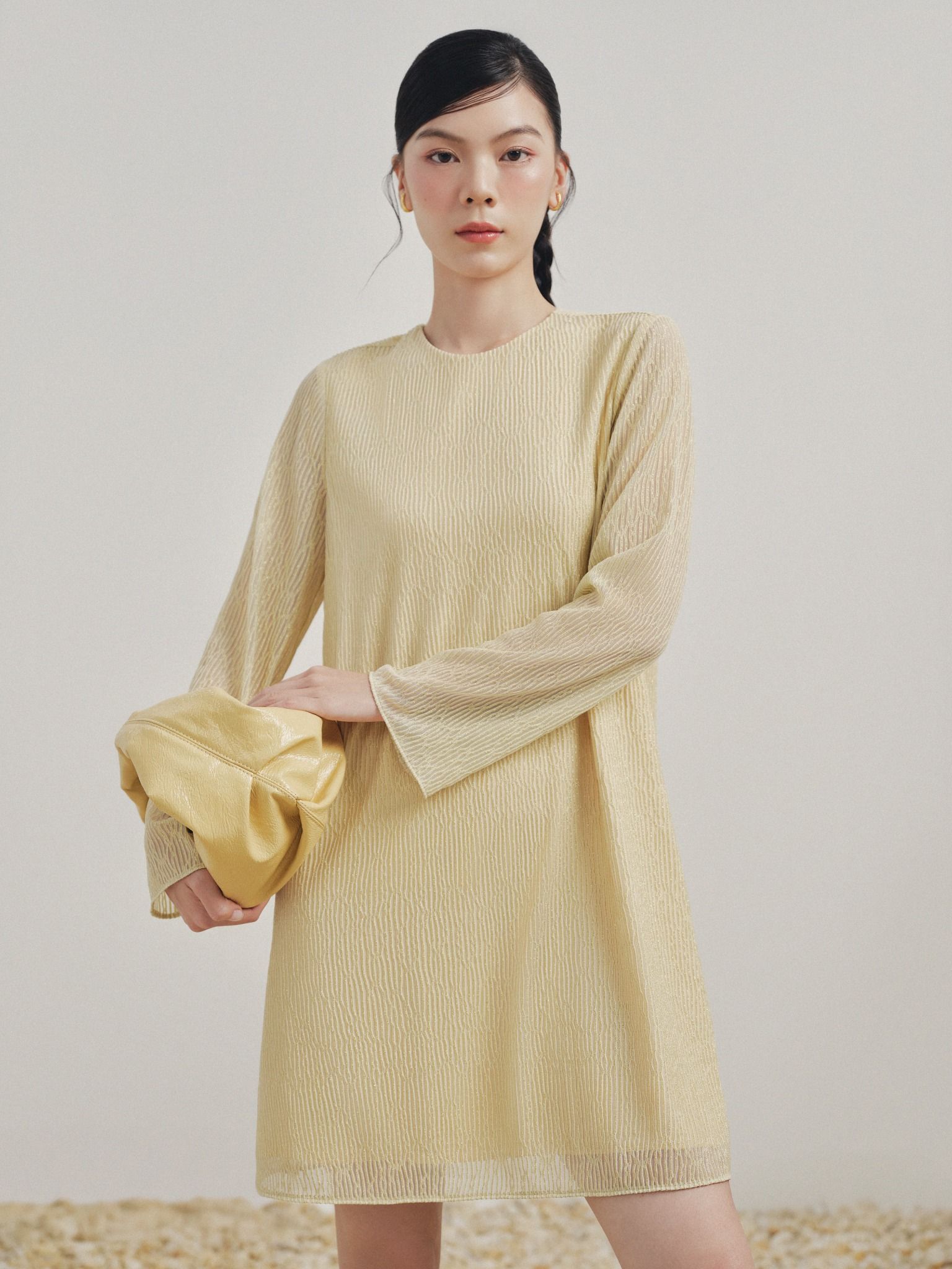  Đầm tay dài vân gỗ óng ánh | Mauve Ginger dress 