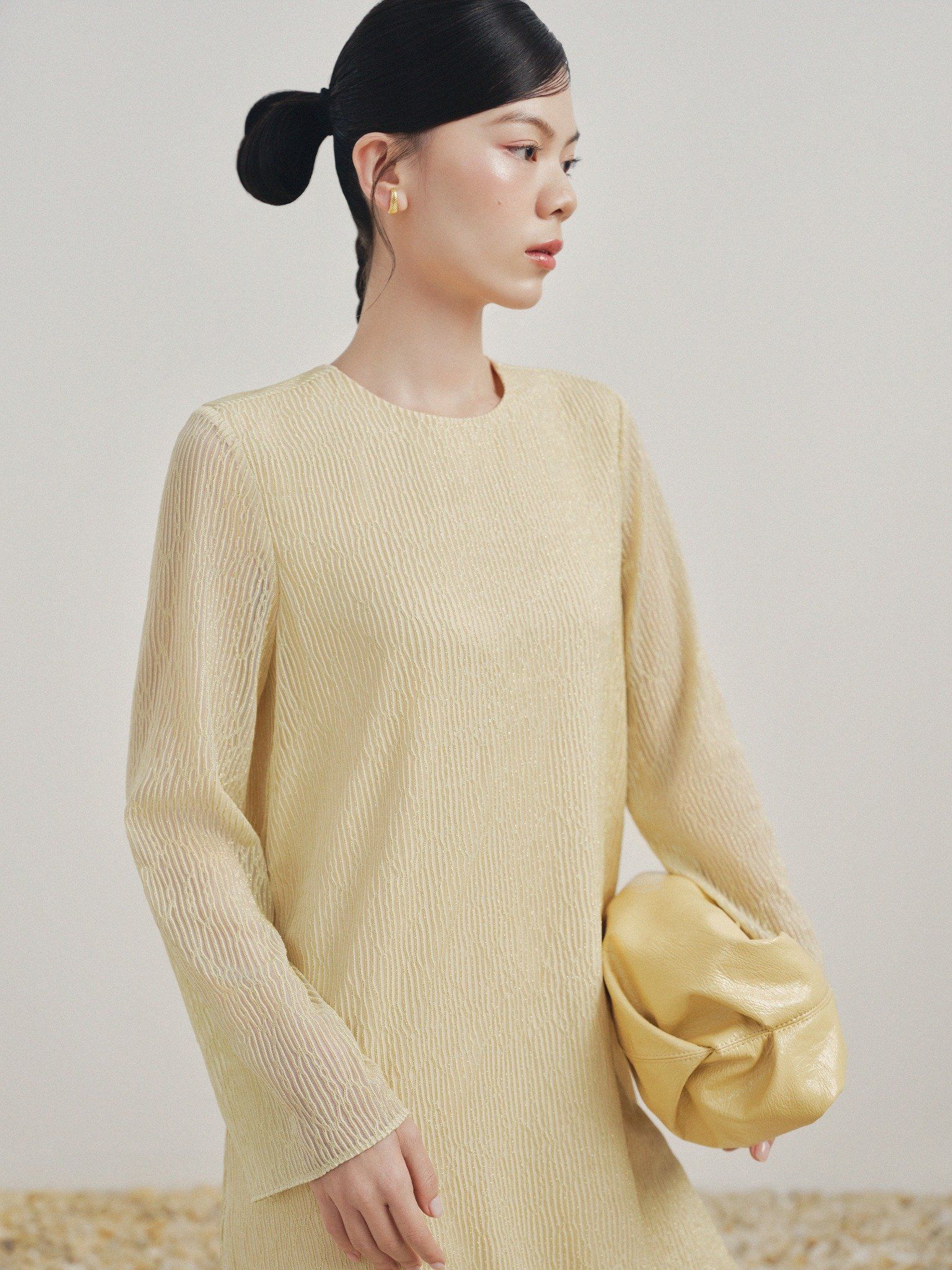  Đầm tay dài vân gỗ óng ánh | Mauve Ginger dress 