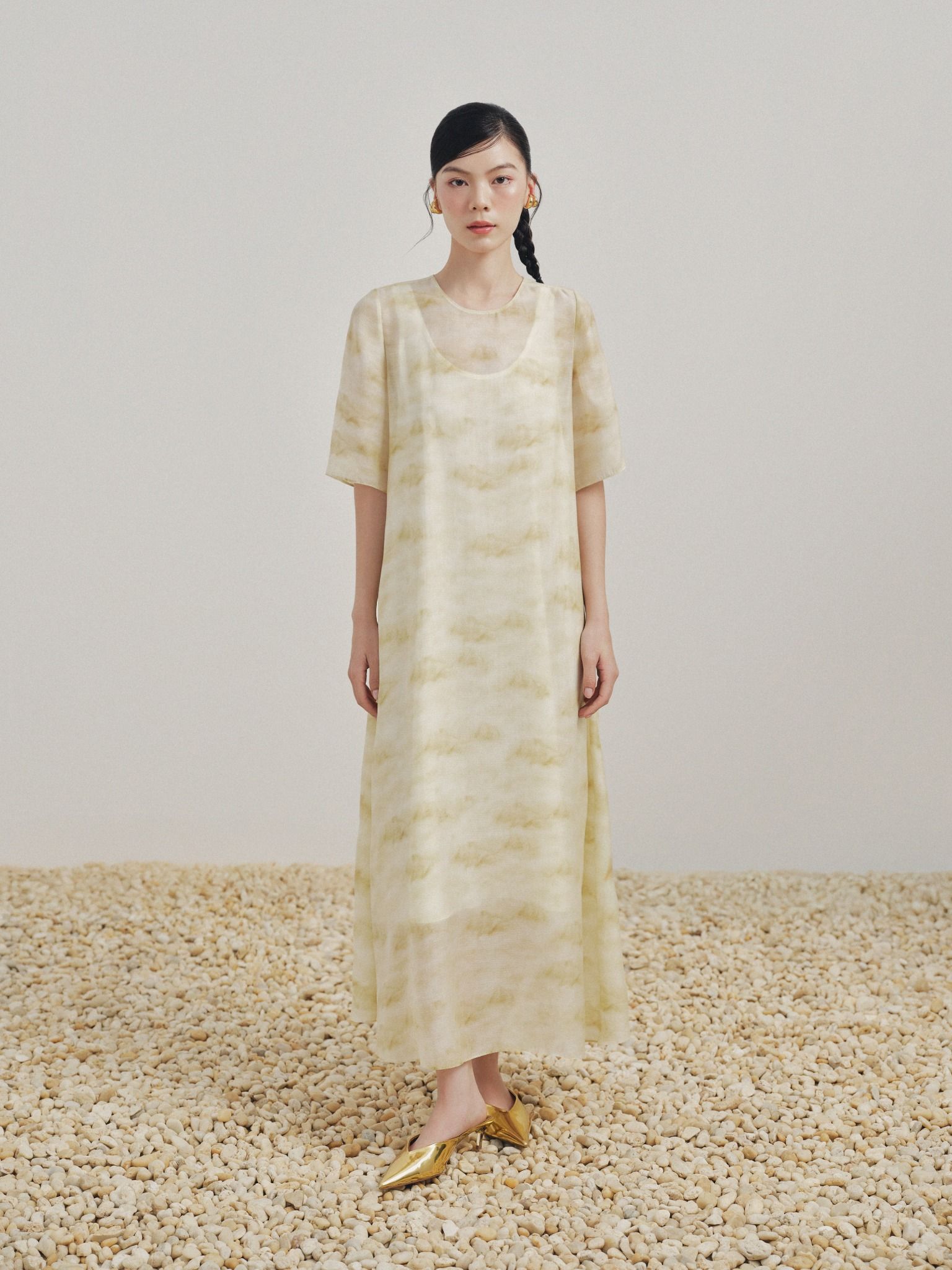  Đầm dài hoạ tiết vân mây | Mauve Cloud dress 