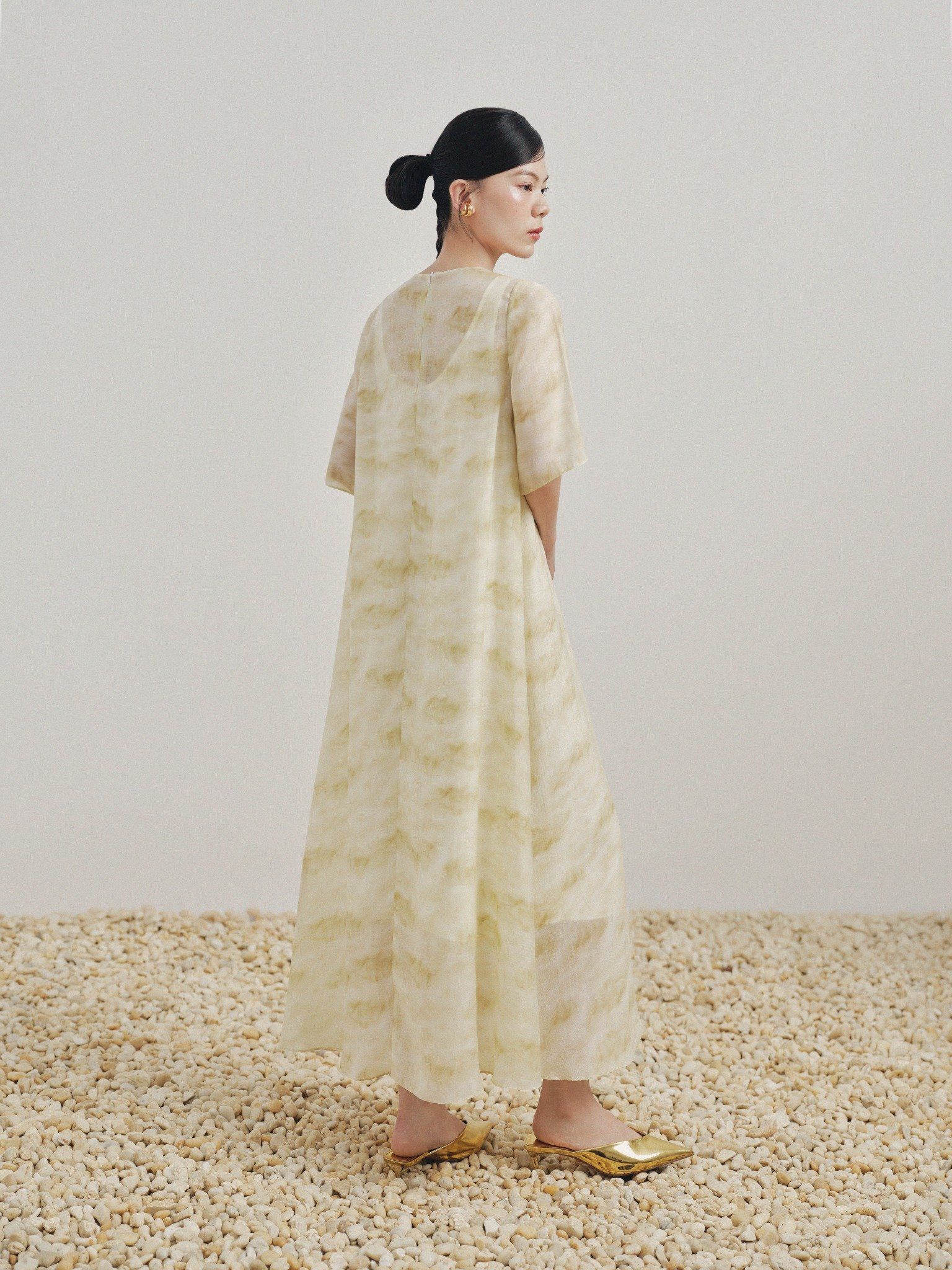  Đầm dài hoạ tiết vân mây | Mauve Cloud dress 