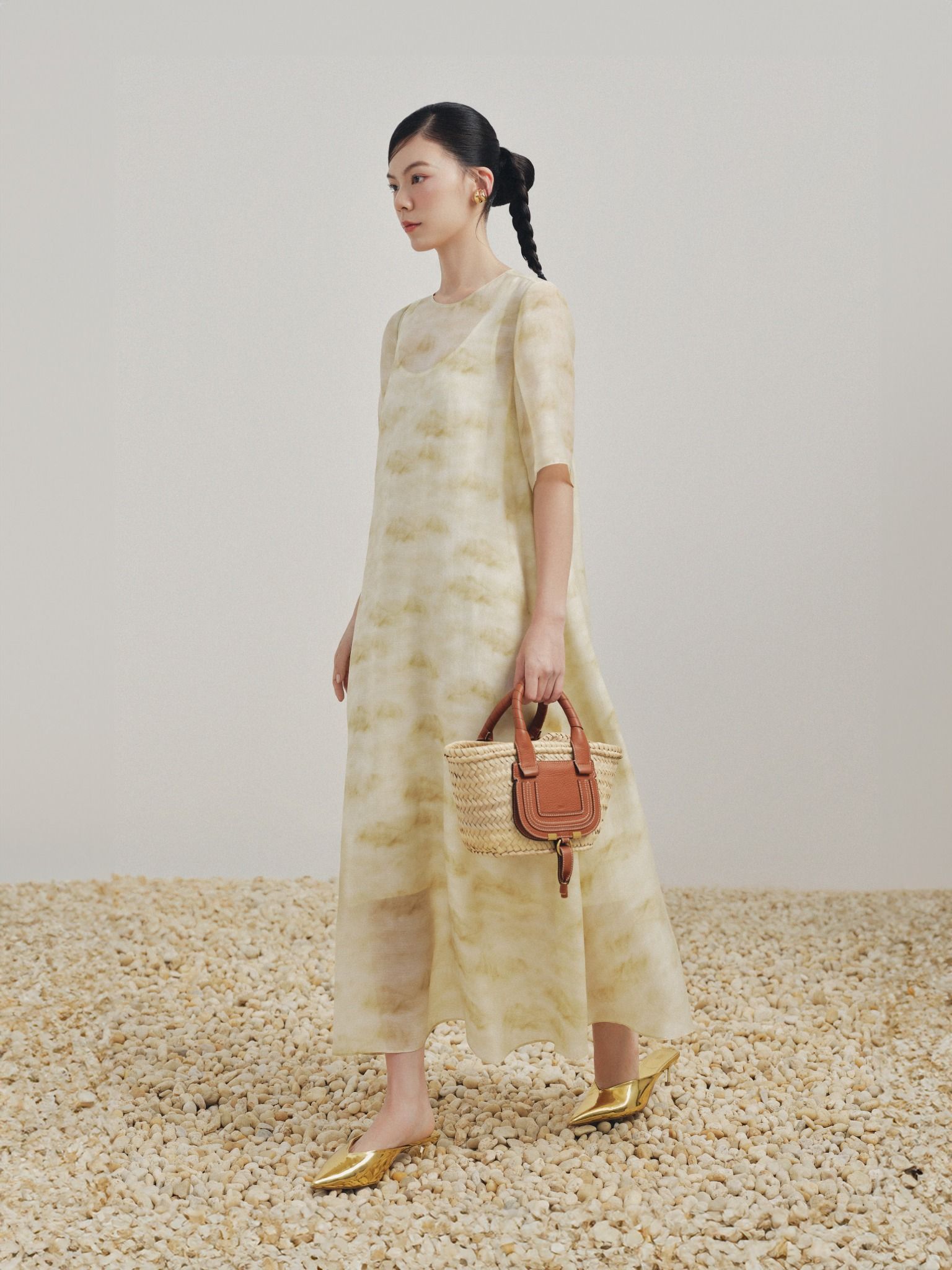 Đầm dài hoạ tiết vân mây | Mauve Cloud dress 