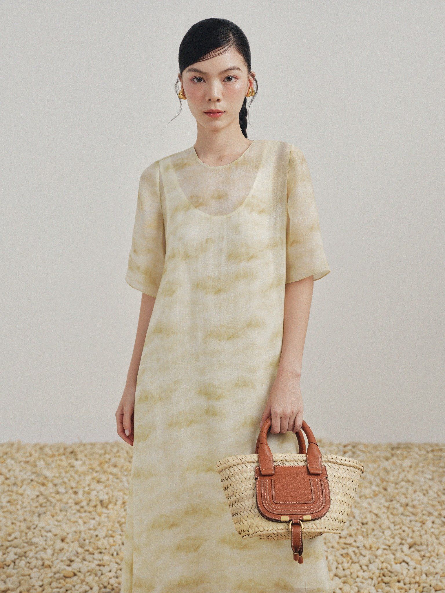  Đầm dài hoạ tiết vân mây | Mauve Cloud dress 