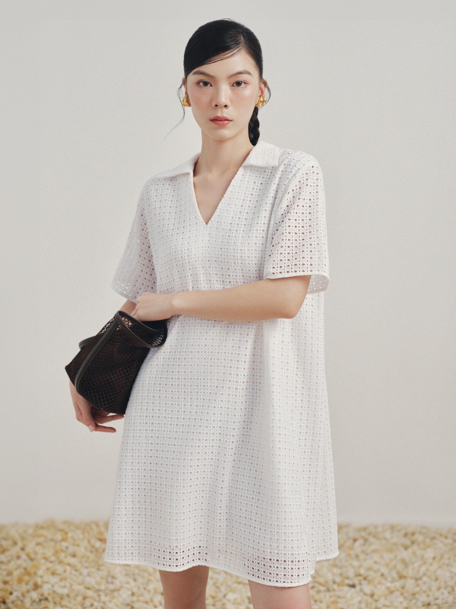  Đầm sơ mi oversize | Mauve Cotton Shirt dress 