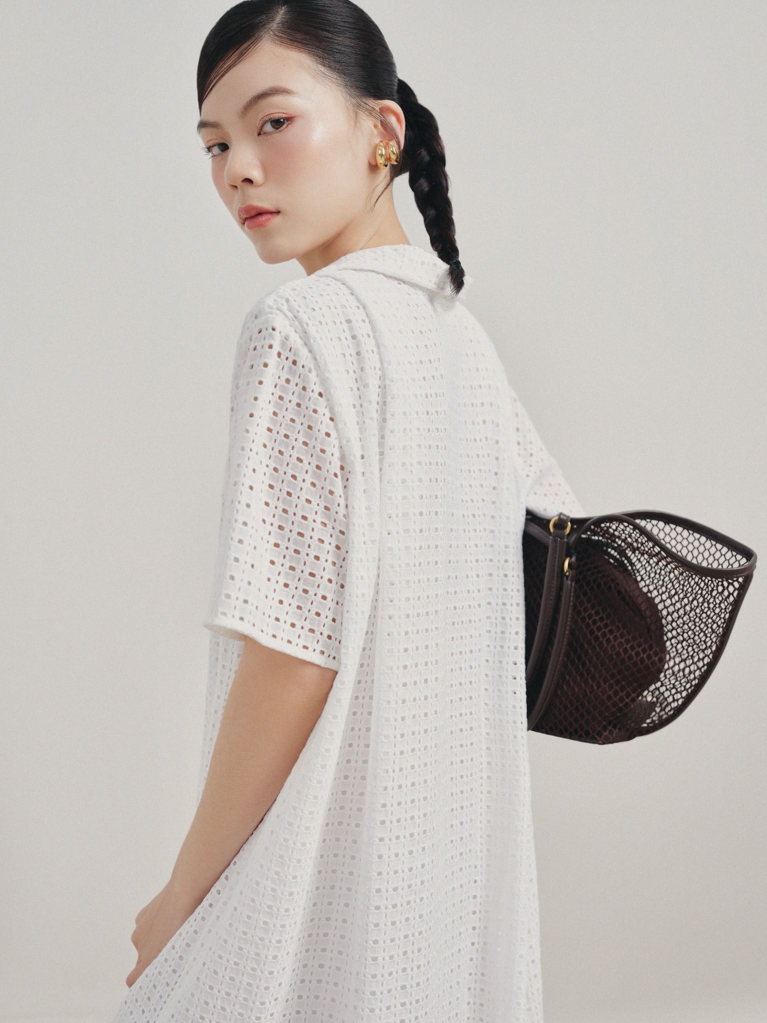 Đầm sơ mi oversize | Mauve Cotton Shirt dress 