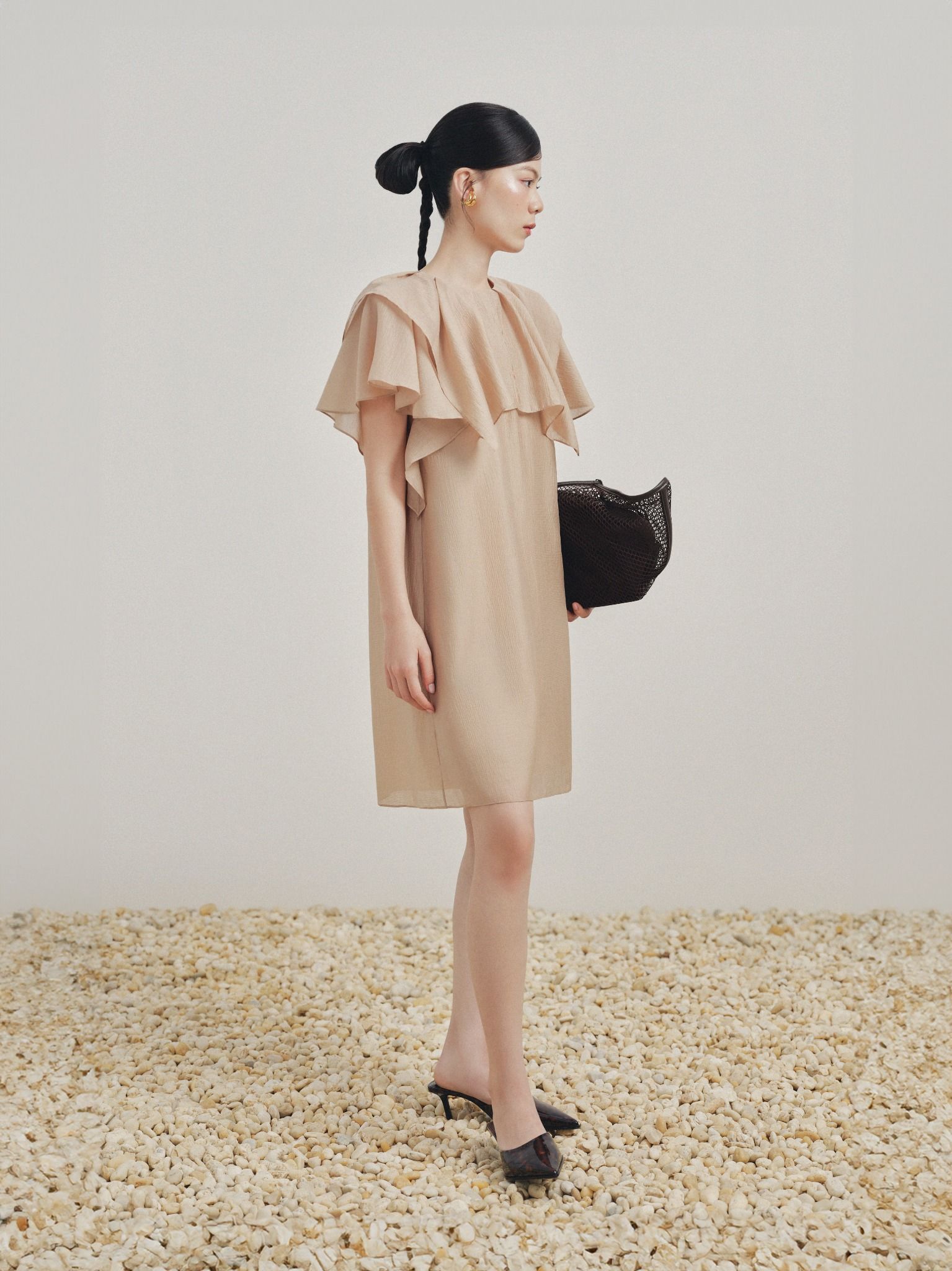  Đầm ngắn tay bèo | Mauve Ruffled Sleeves dress 