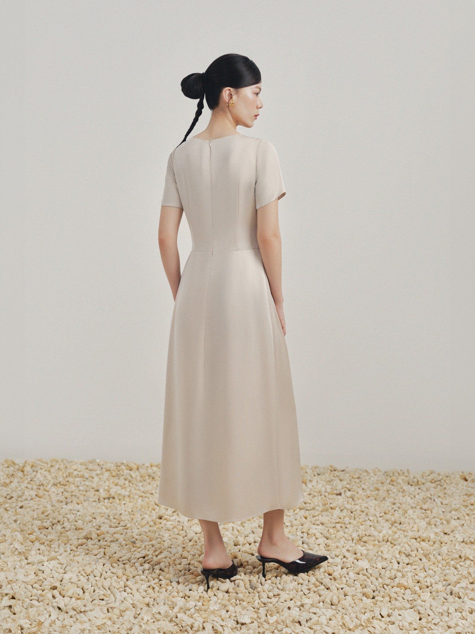  Đầm midi dún con thoi | Mauve Blanket dress 