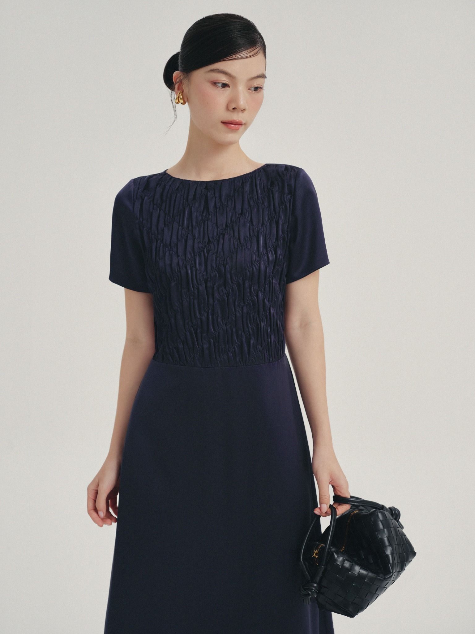  Đầm midi dún con thoi | Mauve Blanket dress 