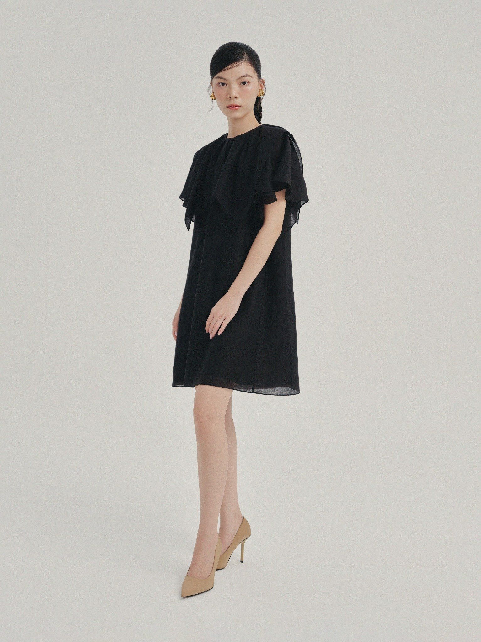  Đầm ngắn tay bèo | Mauve Ruffled Sleeves dress 