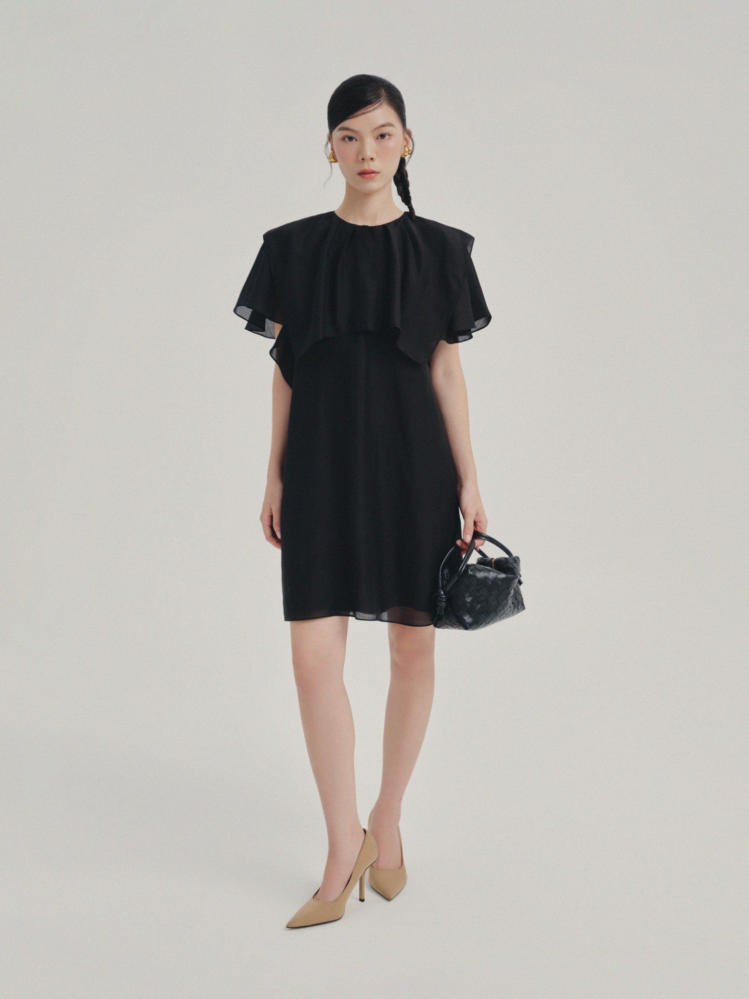  Đầm ngắn tay bèo | Mauve Ruffled Sleeves dress 