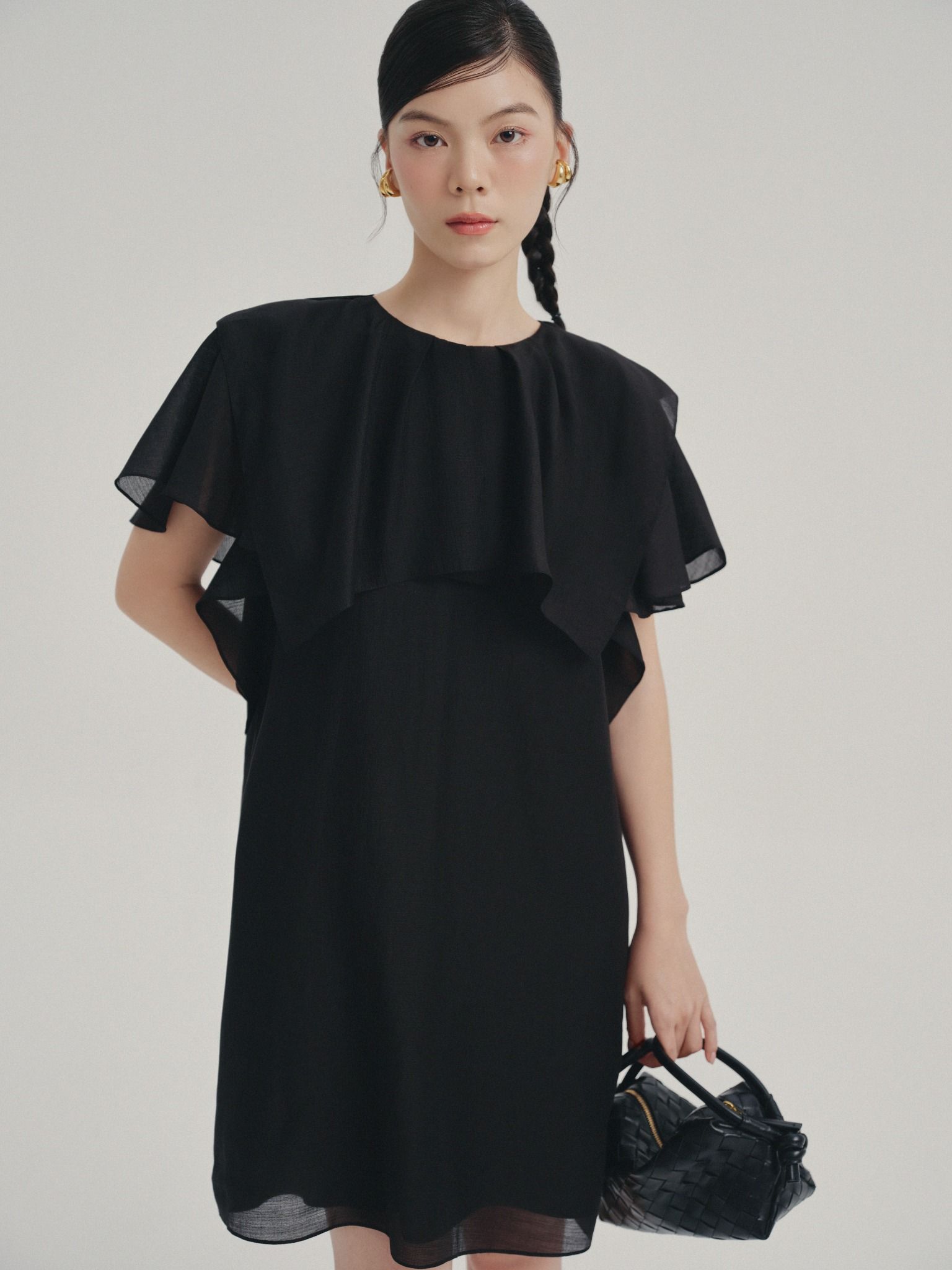  Đầm ngắn tay bèo | Mauve Ruffled Sleeves dress 